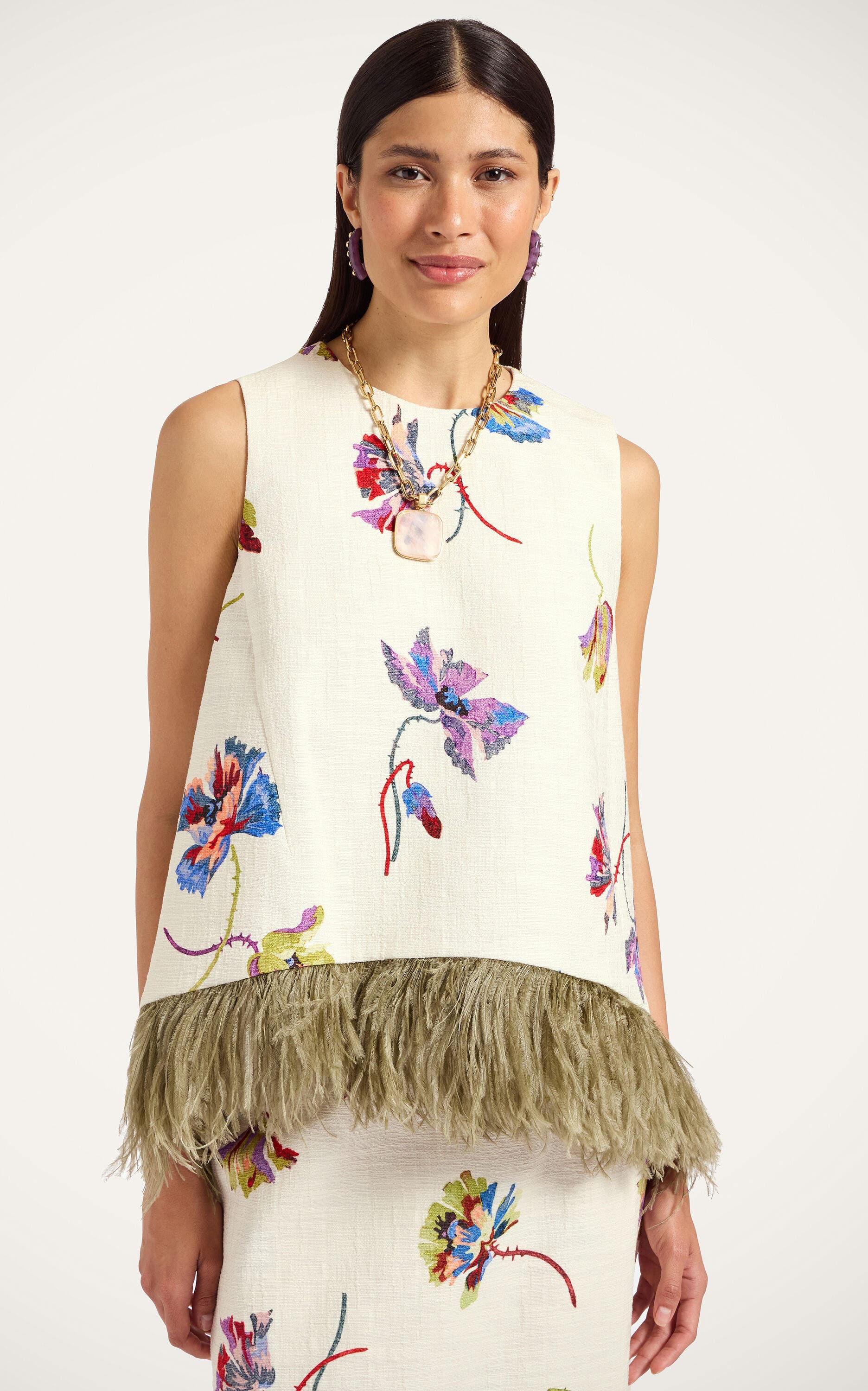 La DoubleJ La Scala Top With Feathers Infiorata White at Nordstrom - 1