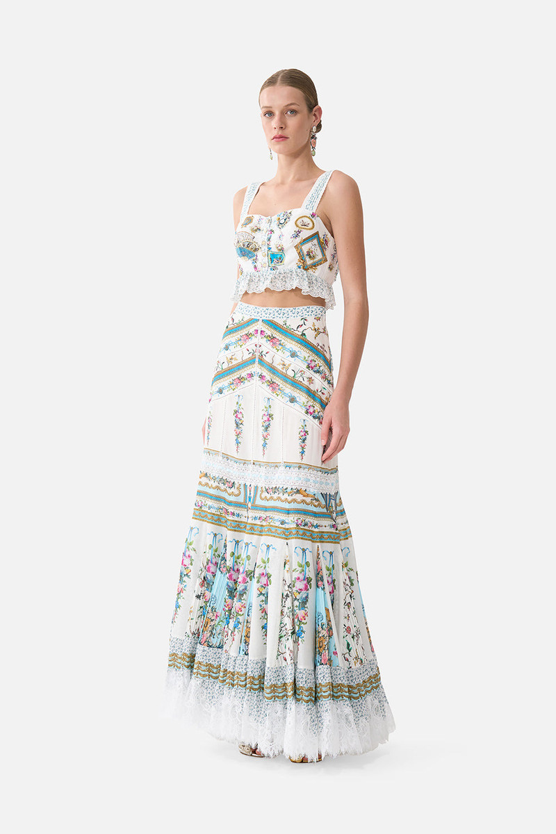 CAMILLA FLARED MAXI SKIRT WITH GODETS outlook