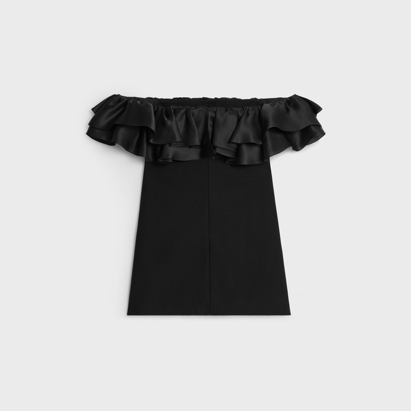 CELINE mini dress with ruffles in wool sablé outlook