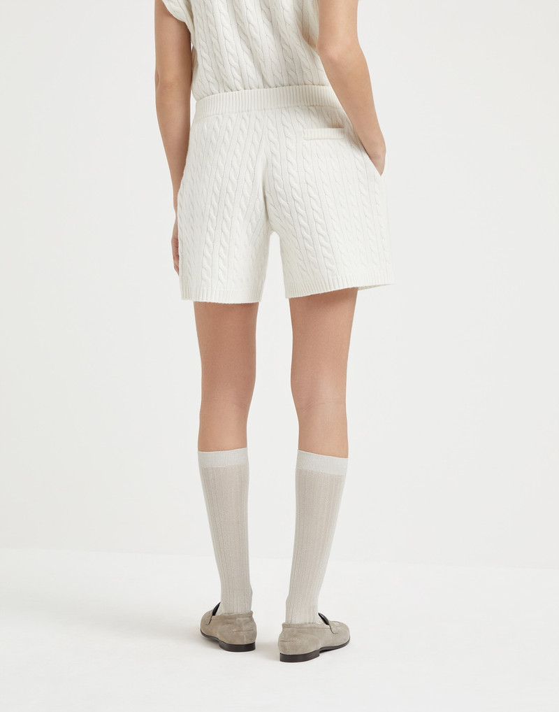 Brunello Cucinelli Cashmere cable knit shorts outlook