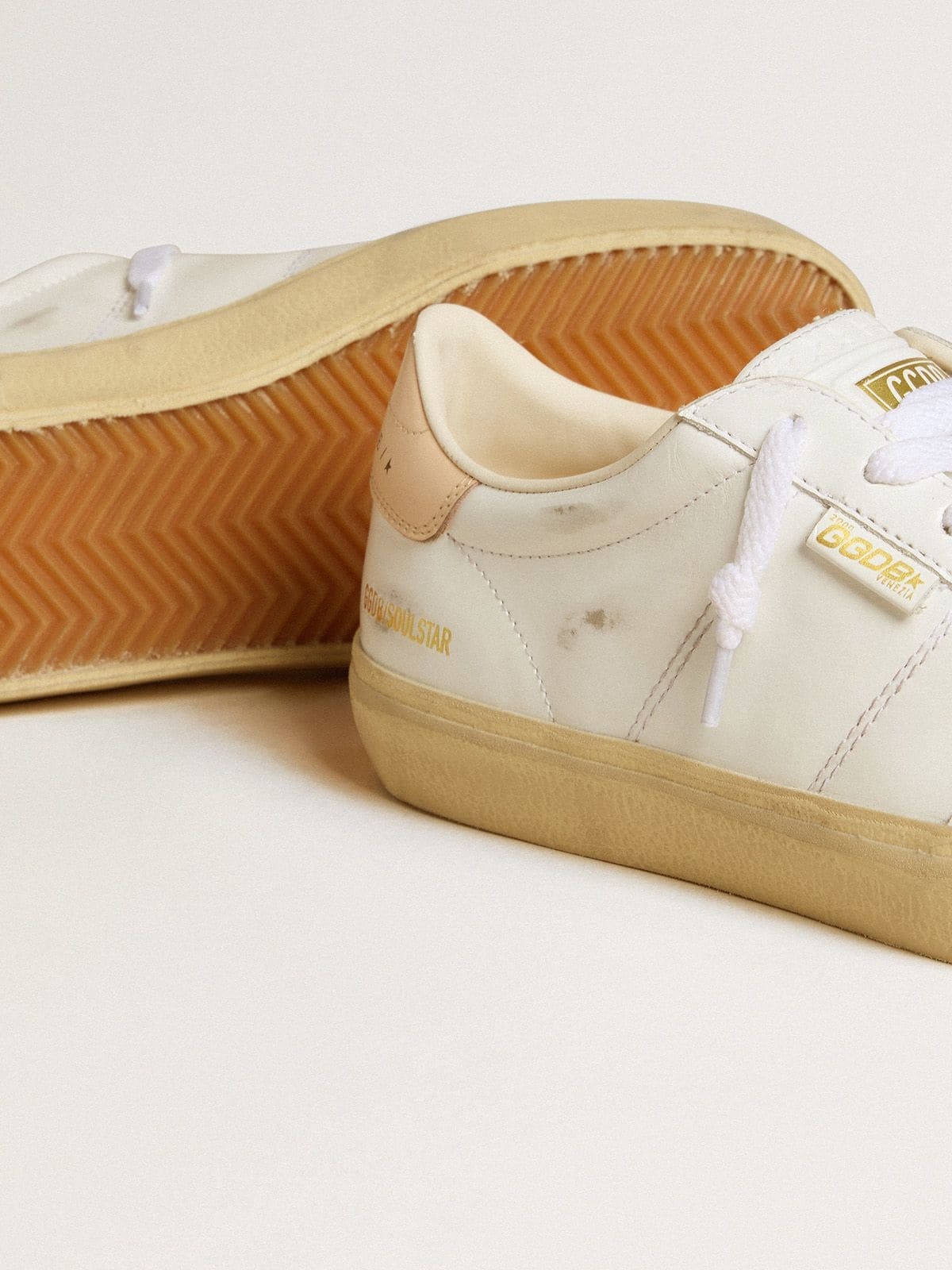 Women's Soul Star in white leather with pink leather heel tab - 3