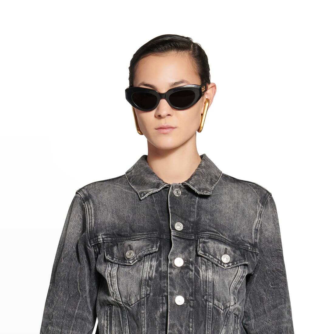 Women's Rive Gauche Cat Sunglasses  in Black - 4