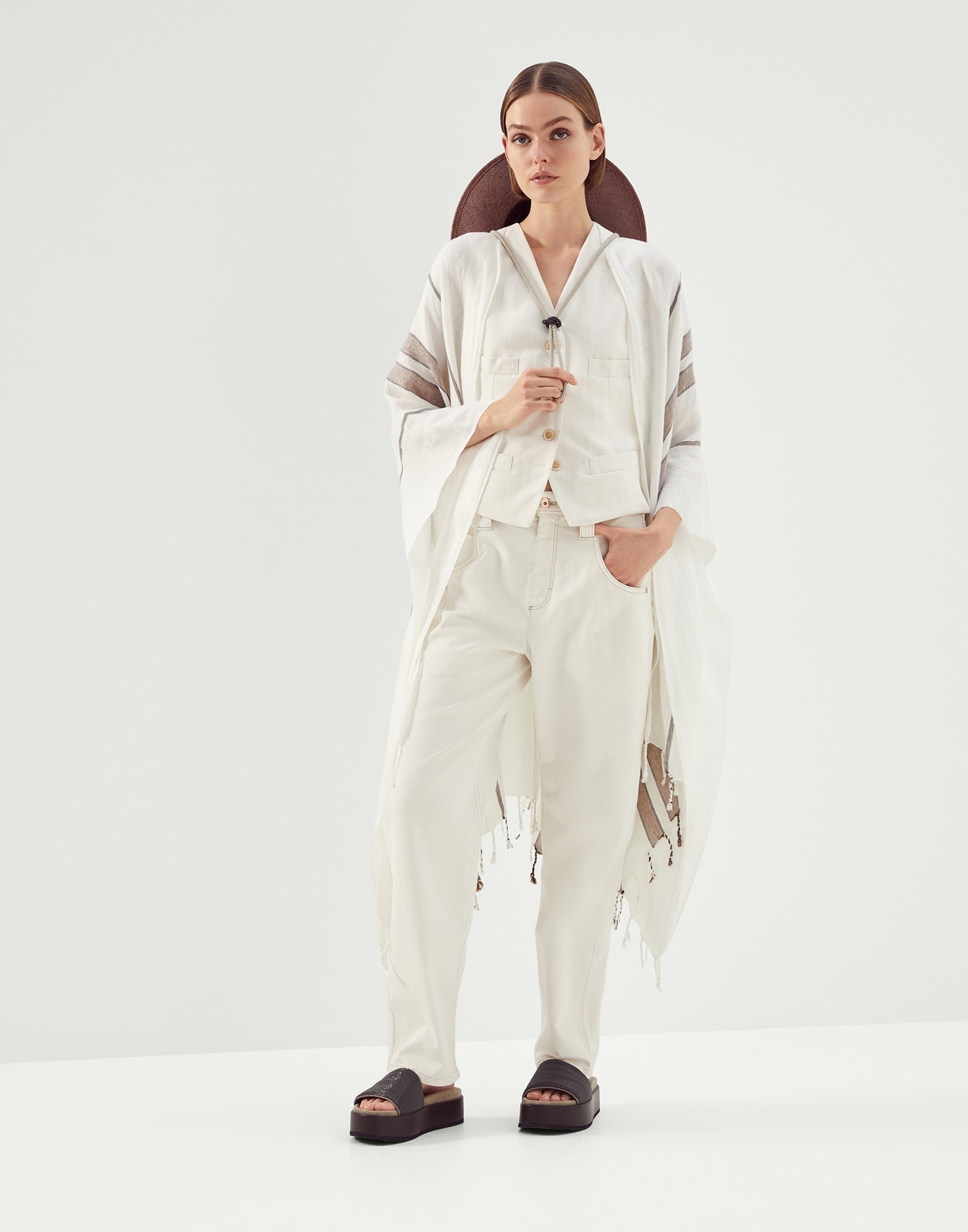 Sparkling stripe linen shawl - 5
