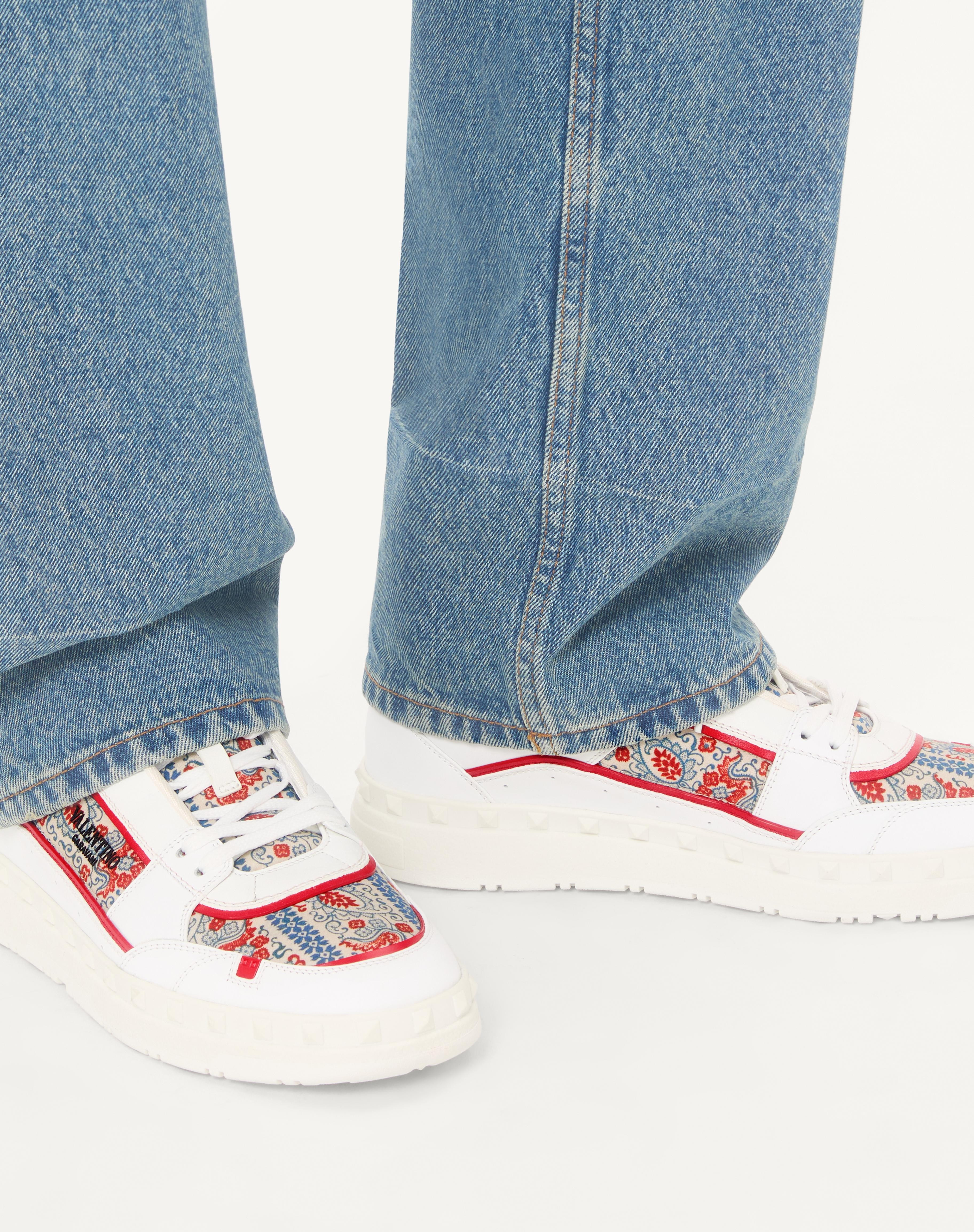 FREEDOTS LOW-TOP SNEAKER IN CALFSKIN AND VOYAGE IMAGINAIRE FABRIC - 2