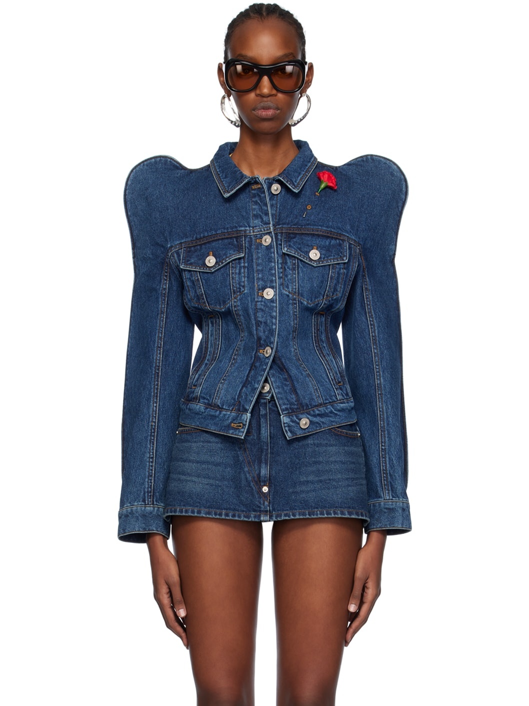 Blue Hump Shoulder Denim Jacket - 1