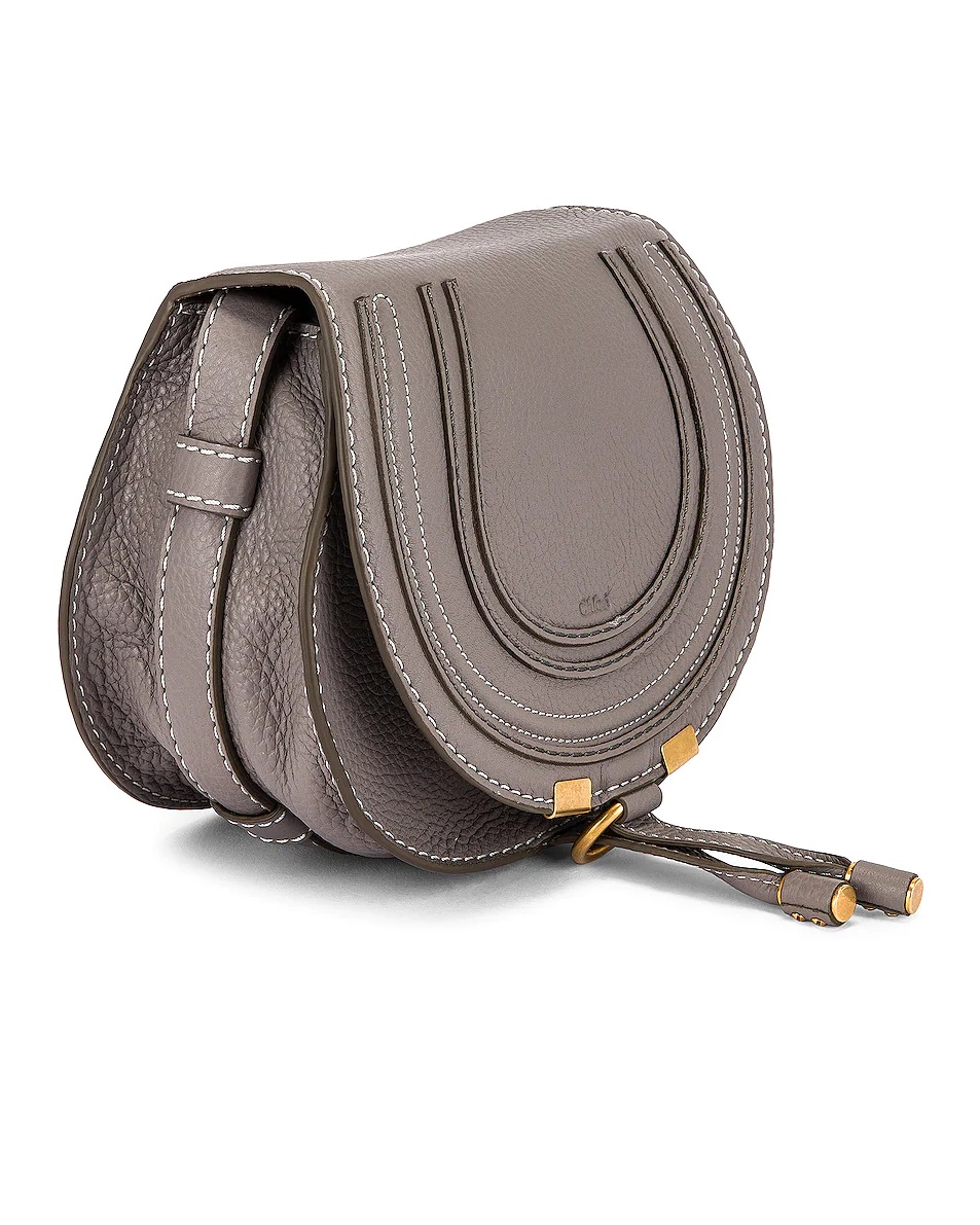 Small Marcie Grained Calfskin Saddle Bag - 4