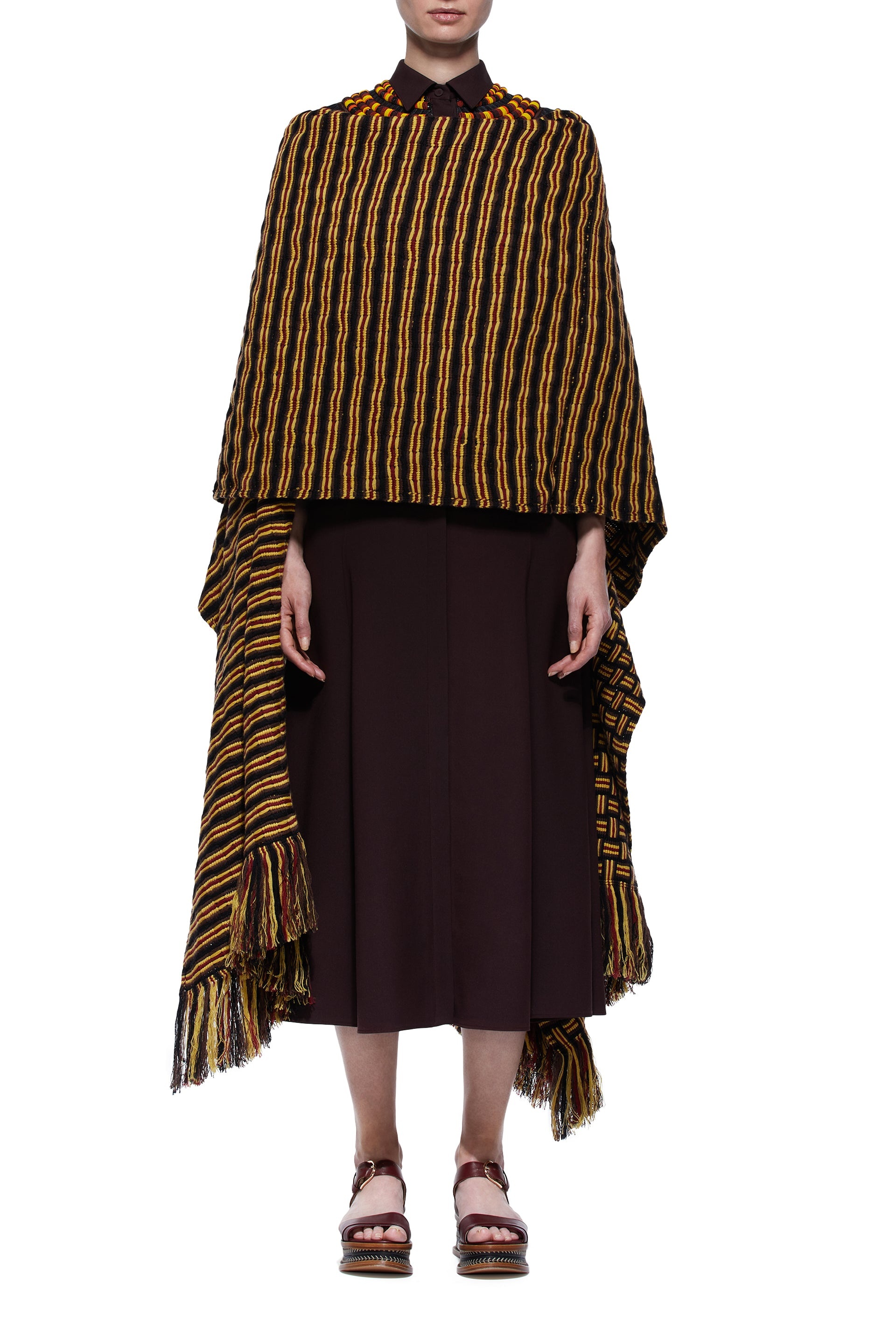 Gasly Rhuana Poncho in Multi Stripe Cashmere - 1