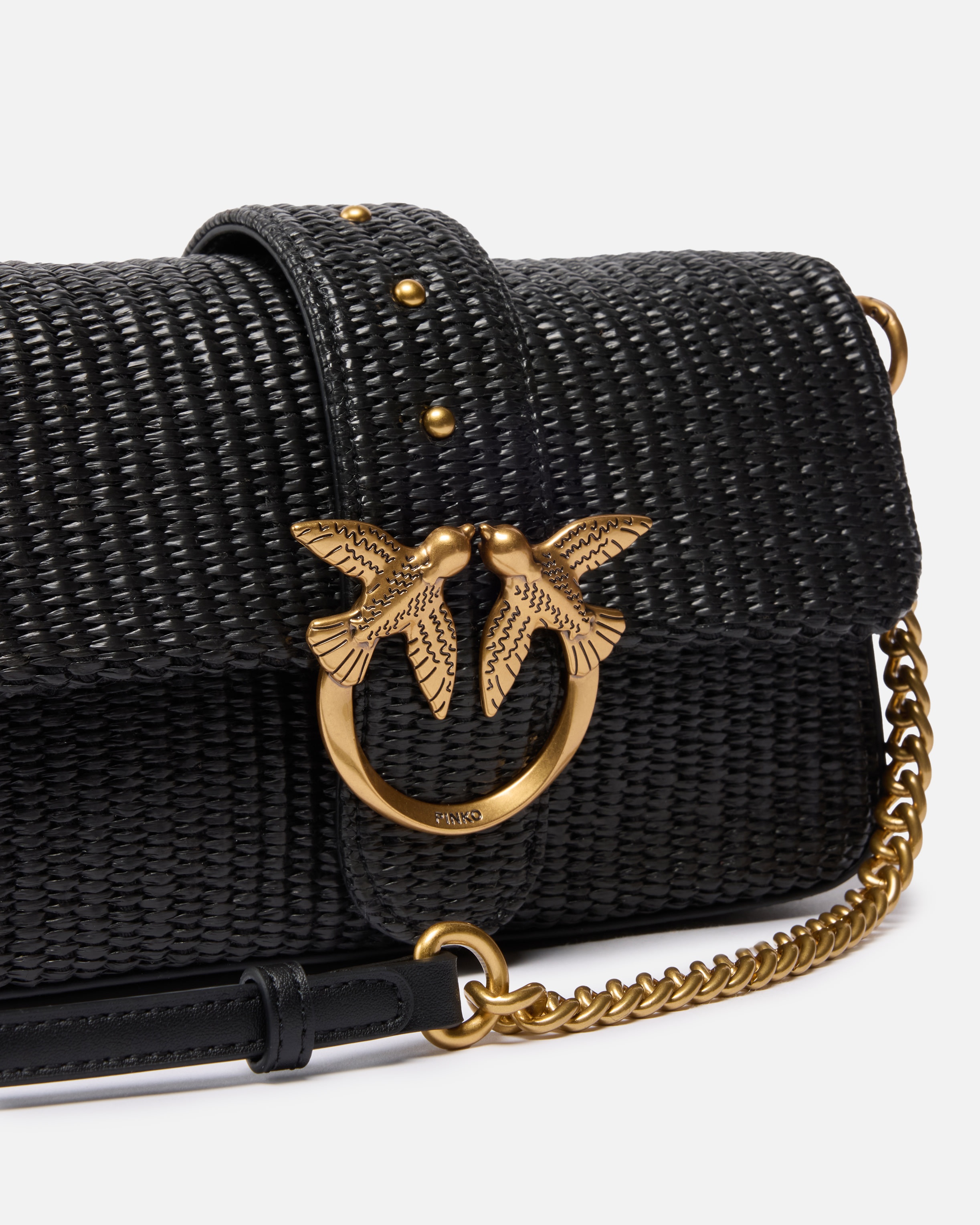 MINI LOVE BAG SLOUCHY SHOULDER BAG IN RAFFIA WITH TWO SHOULDER STRAPS - 3