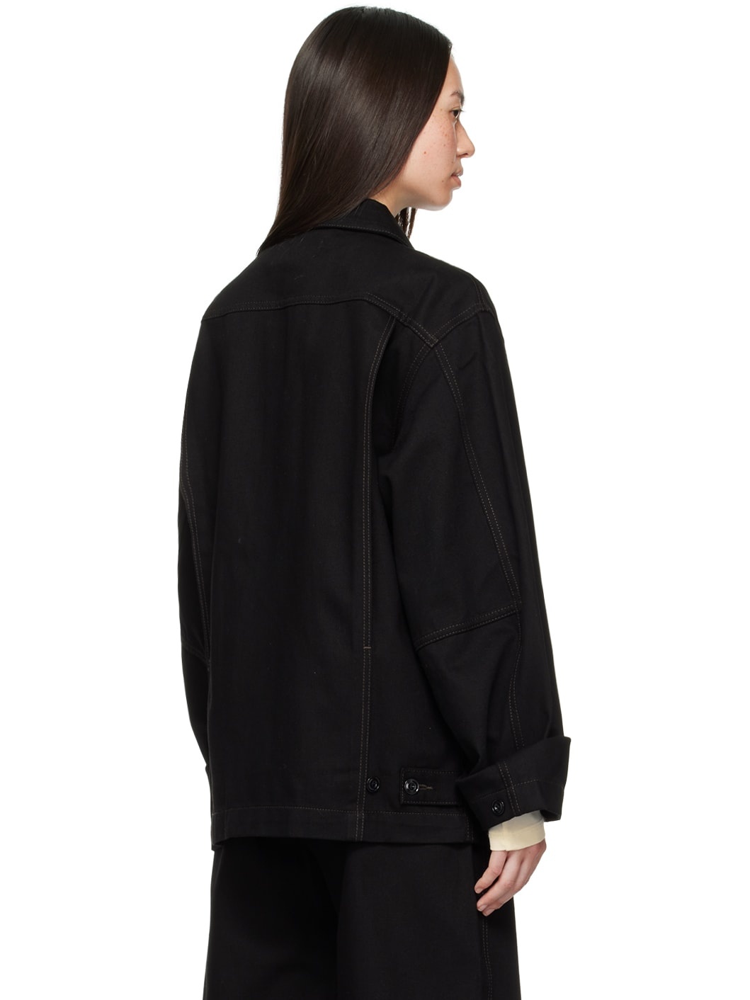 Black Boxy Denim Jacket - 3