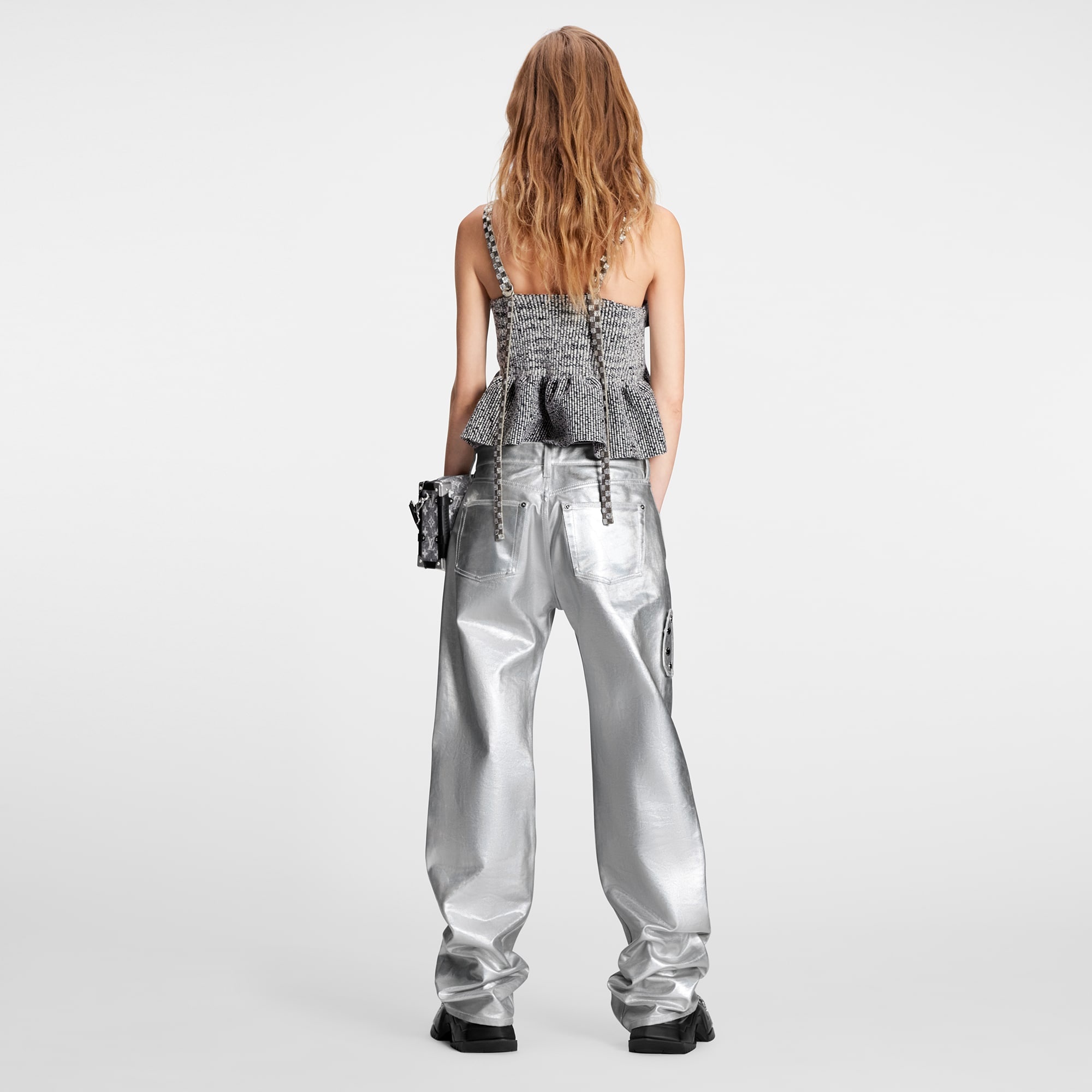 Metallized Denim Straight-Cut Jeans - 3