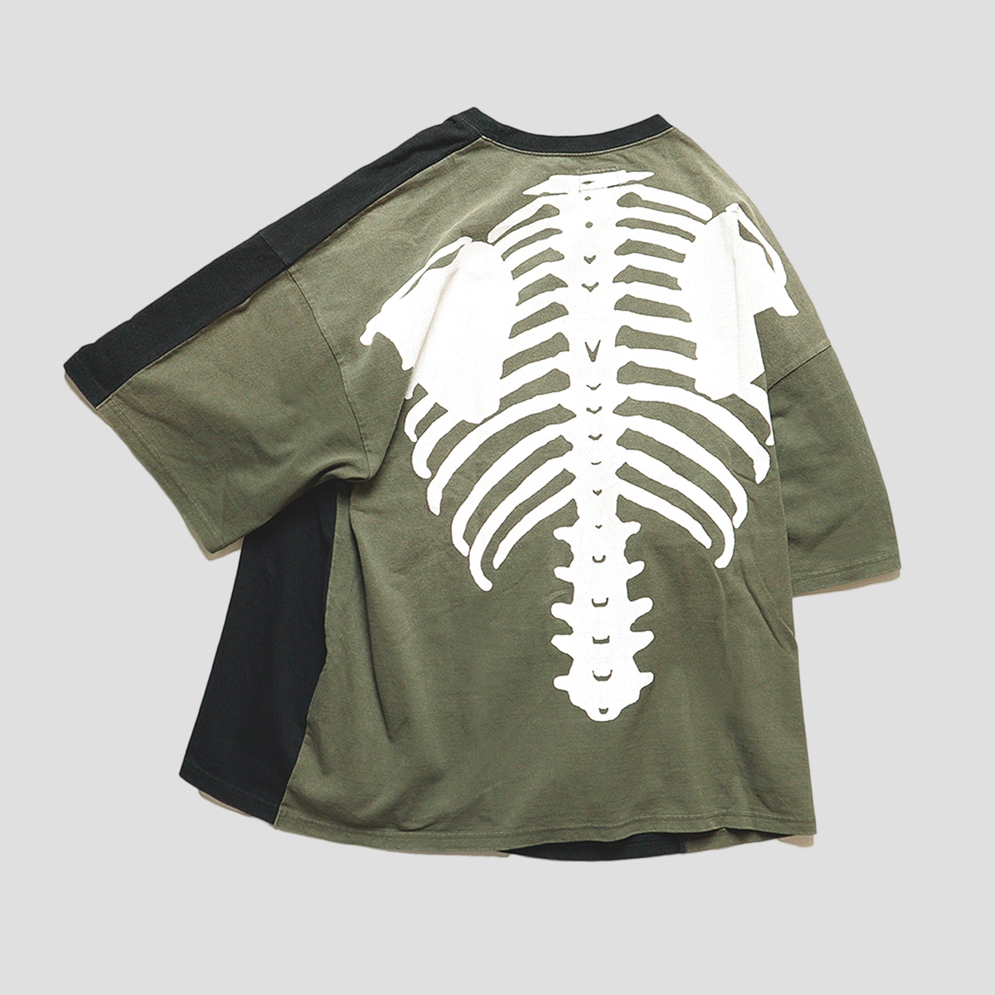 JERSEY OVERSIZED BONE T-SHIRTS - OLIVE/BLACK - 3