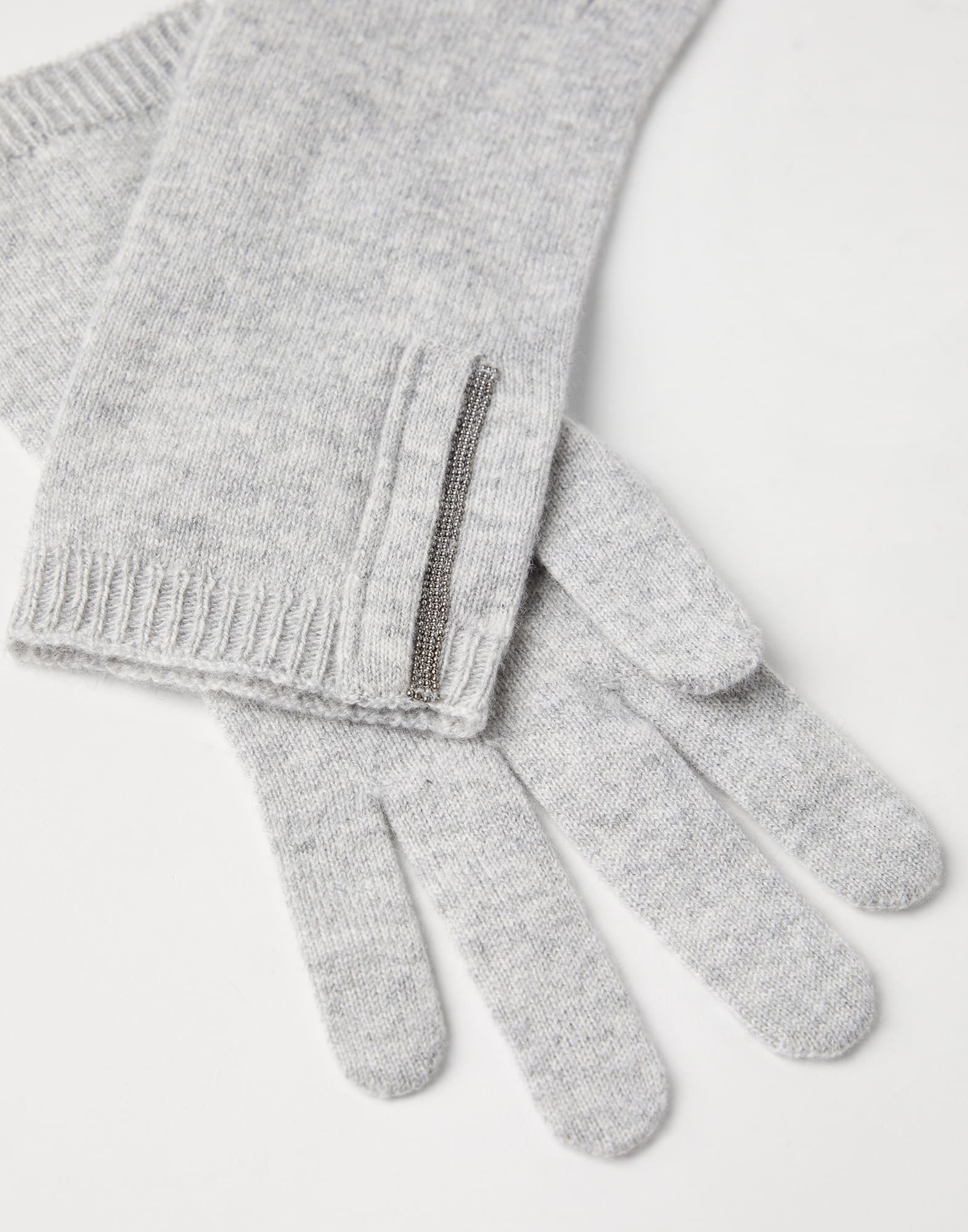 Cashmere knit gloves with monili - 2