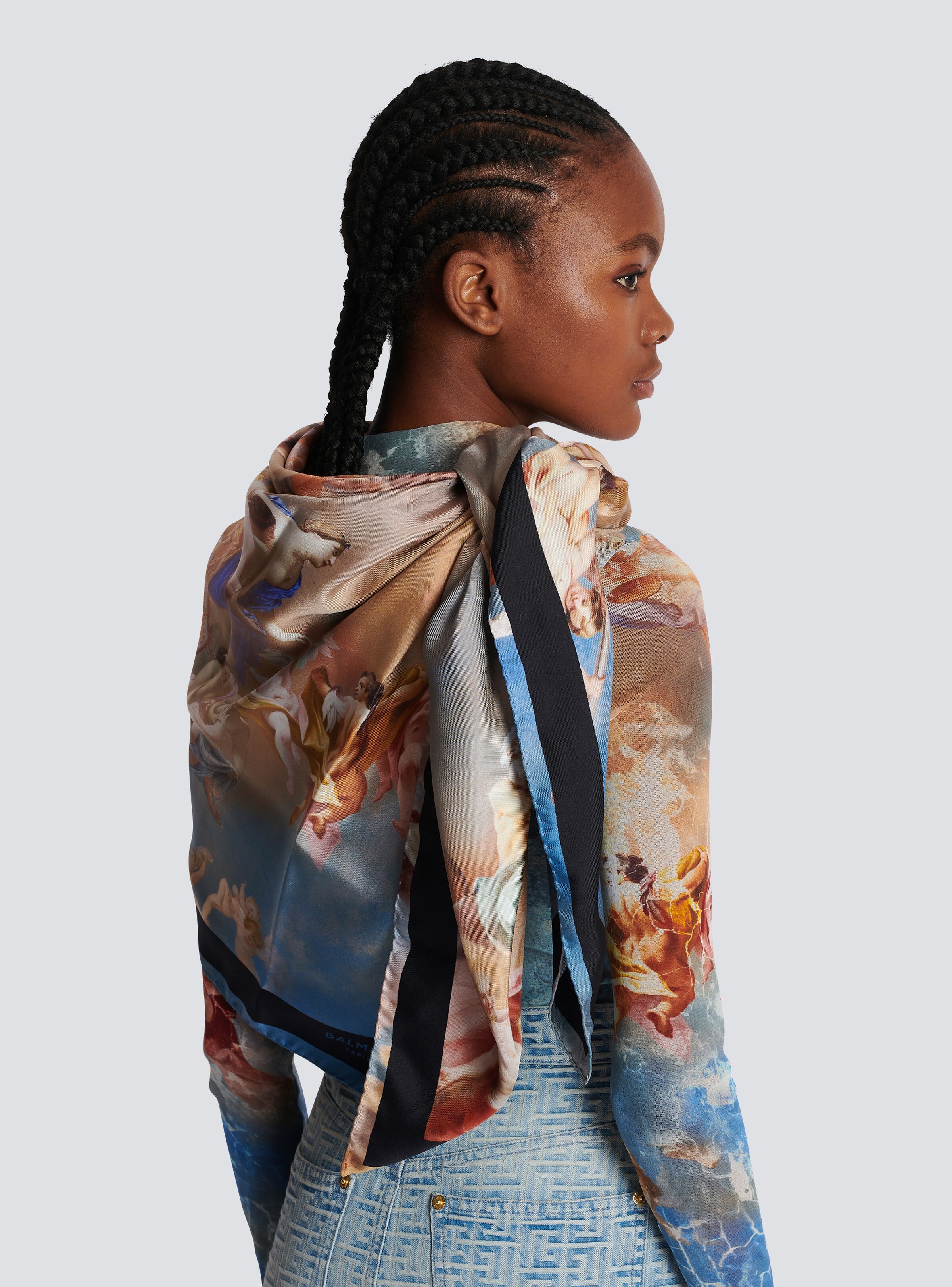 Sky printed silk scarf - 4