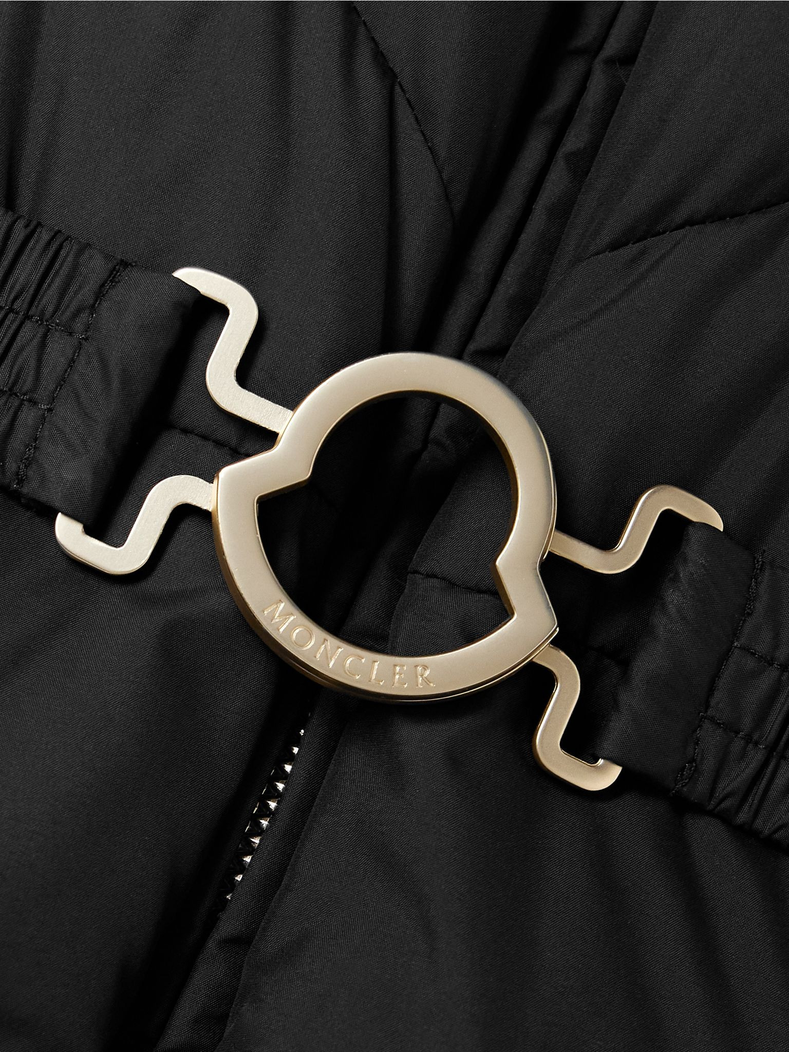Brosse belted hooded appliquéd quilted shell down jacket Black - 4