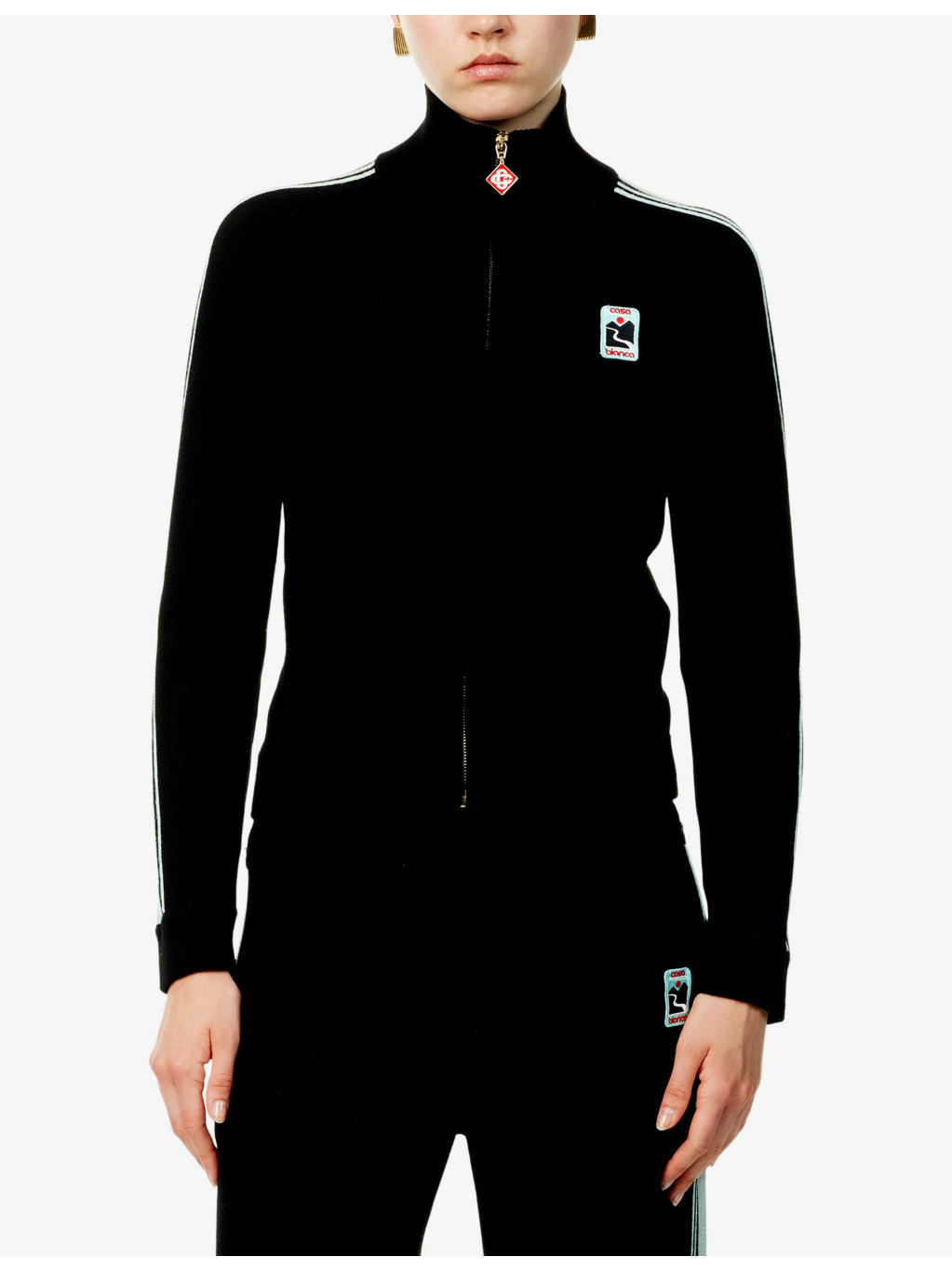 Striped High-Neck Wool Track Jacket - 3