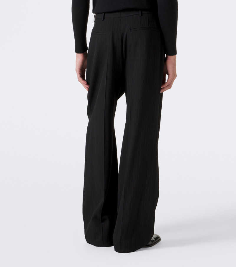 Pinstripe wool-blend wide-leg pants 4