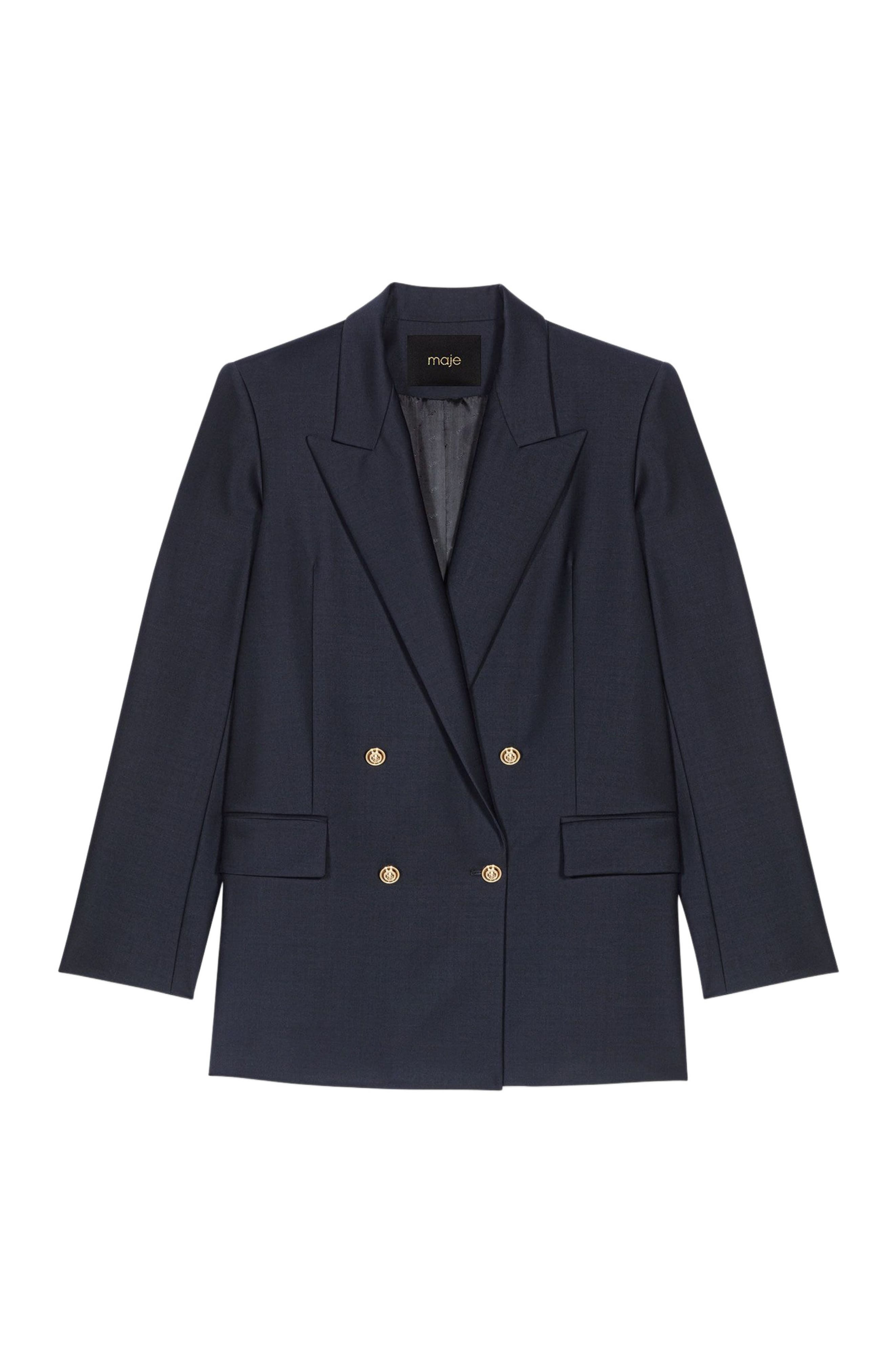 maje Blazer with gold buttons in Navy at Nordstrom - 8