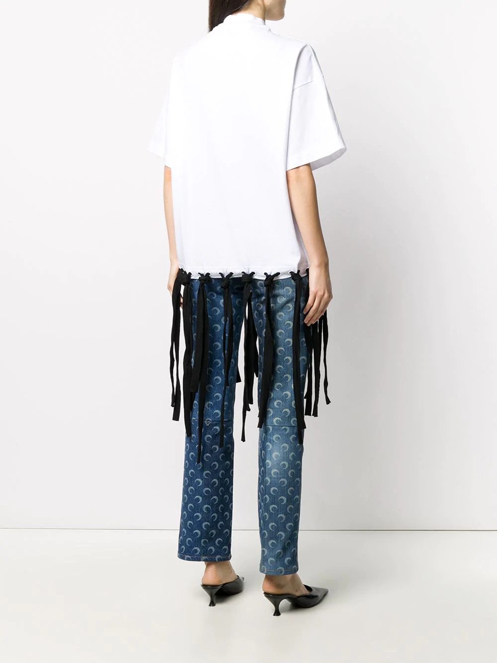 fringed embroidered logo T-shirt - 4