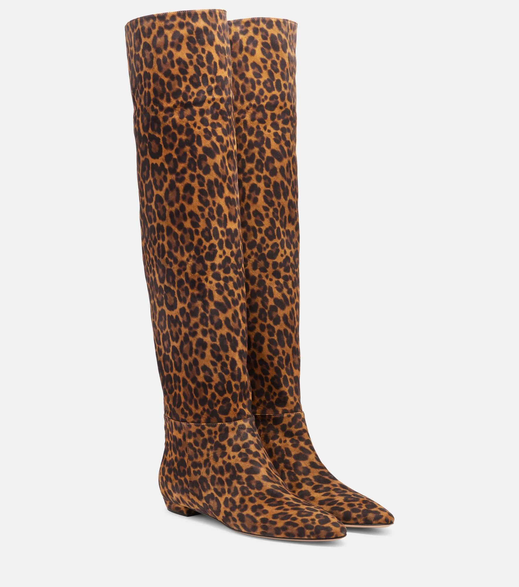 Leopard-print suede knee-high boots - 1