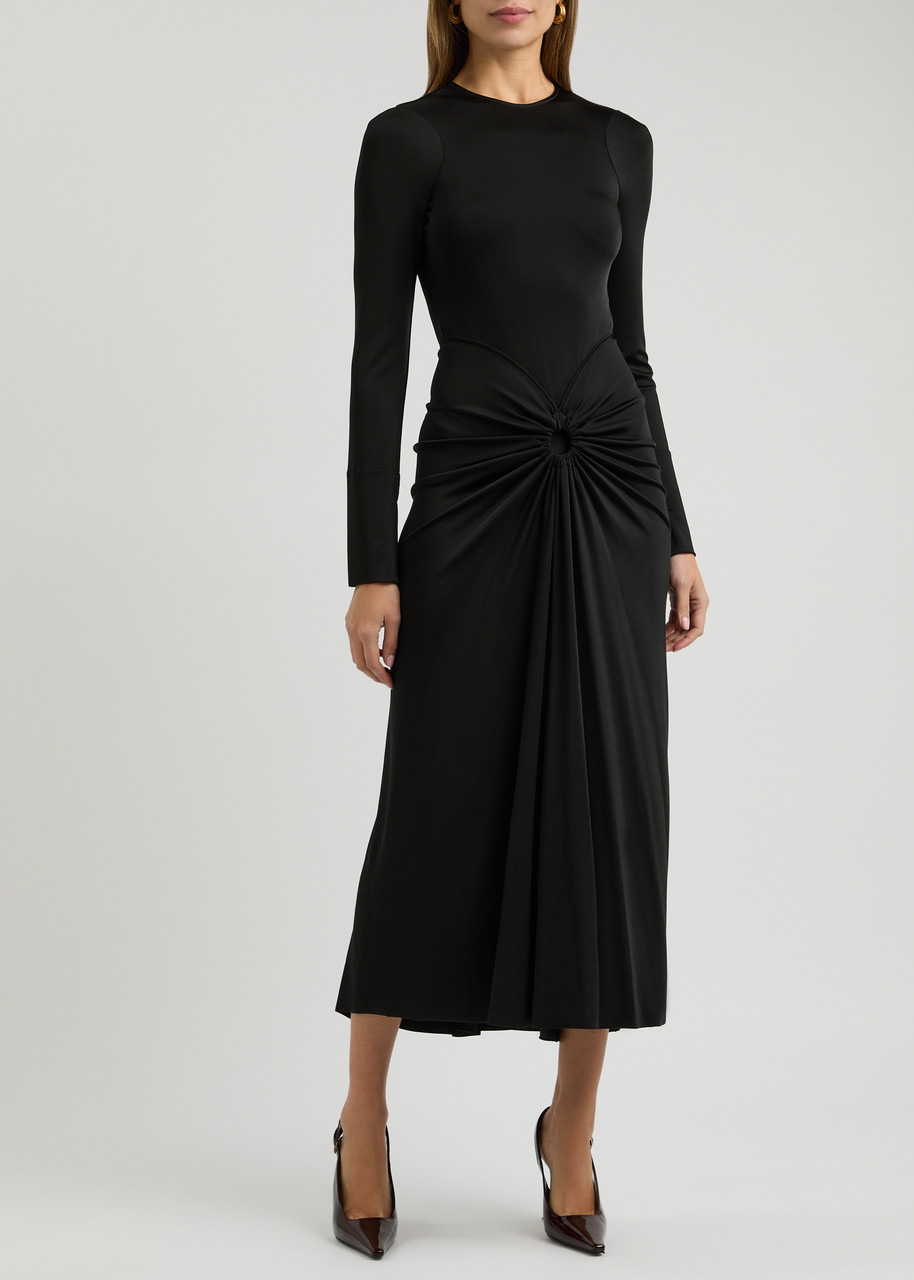 Victoria Beckham Gathered Satin-jersey Midi Dress - 2