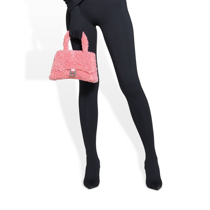 Women's Furry Hourglass Small Handbag With Strap in Pink 3