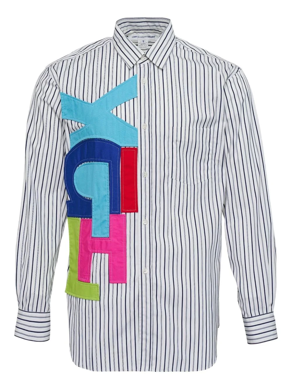 appliqué-detail striped shirt - 1