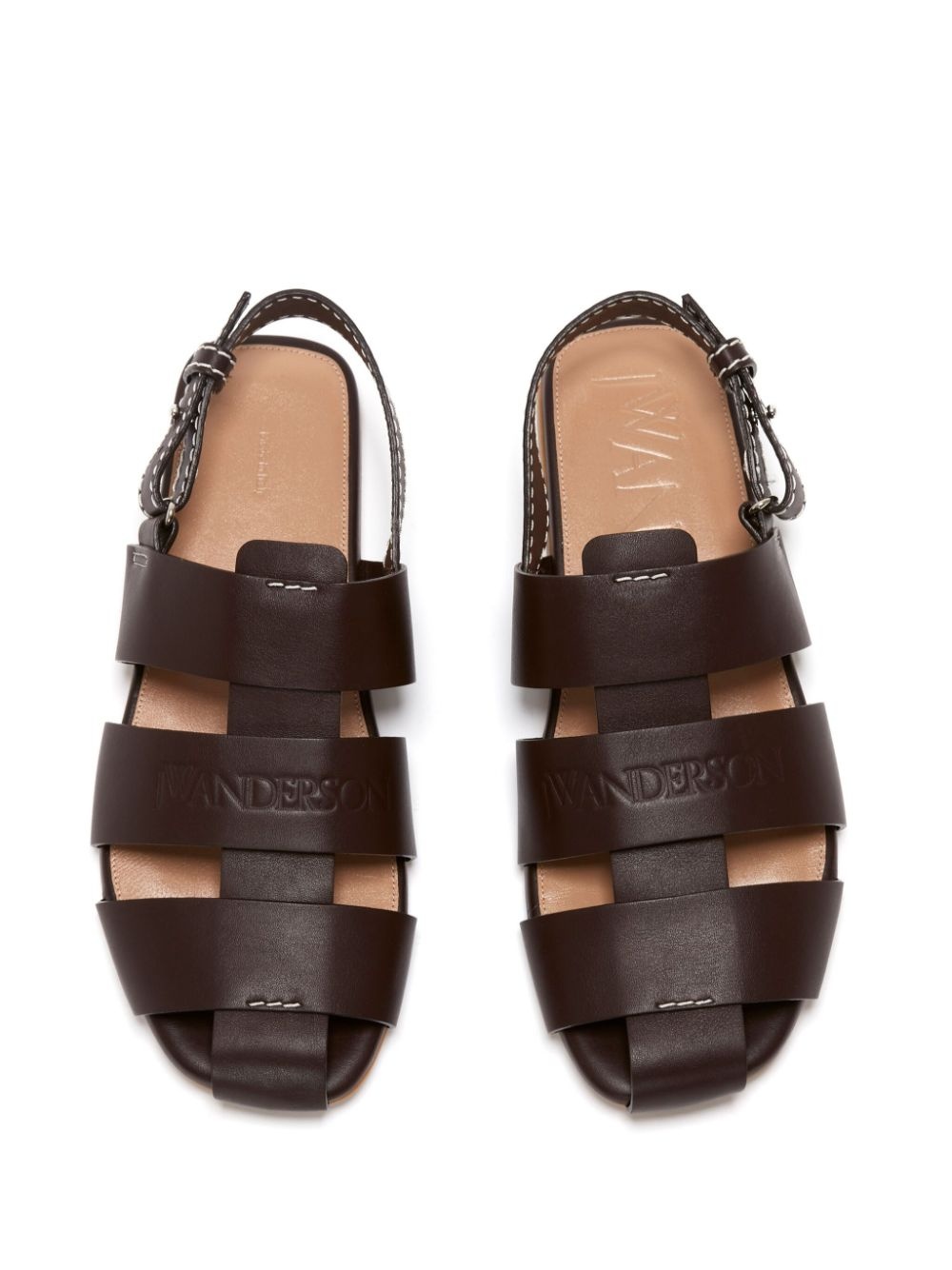 caged leather slingback sandals - 4
