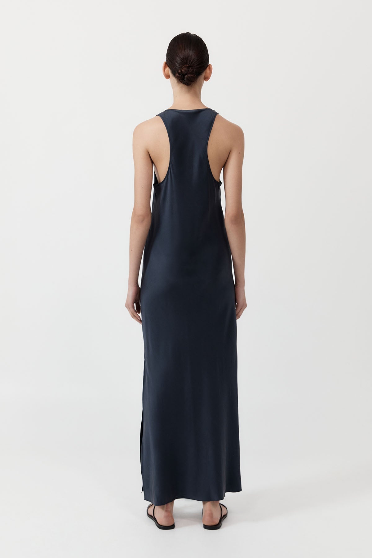 Soft Silk Bias Tank Dress - Inkwell - 6