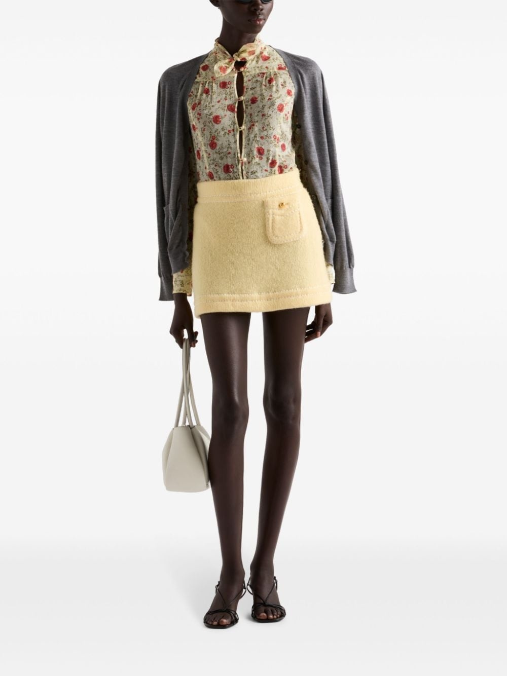 triangle-logo cashmere miniskirt - 2