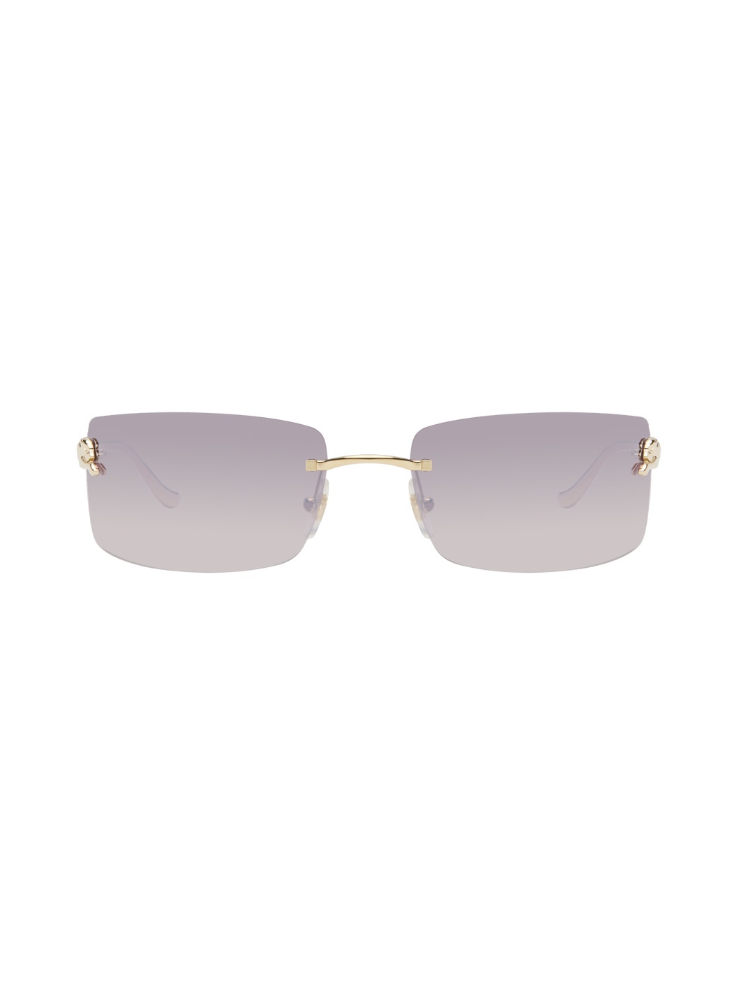 Gold 'Panthère de Cartier' Rectangular Metal Sunglasses - 1