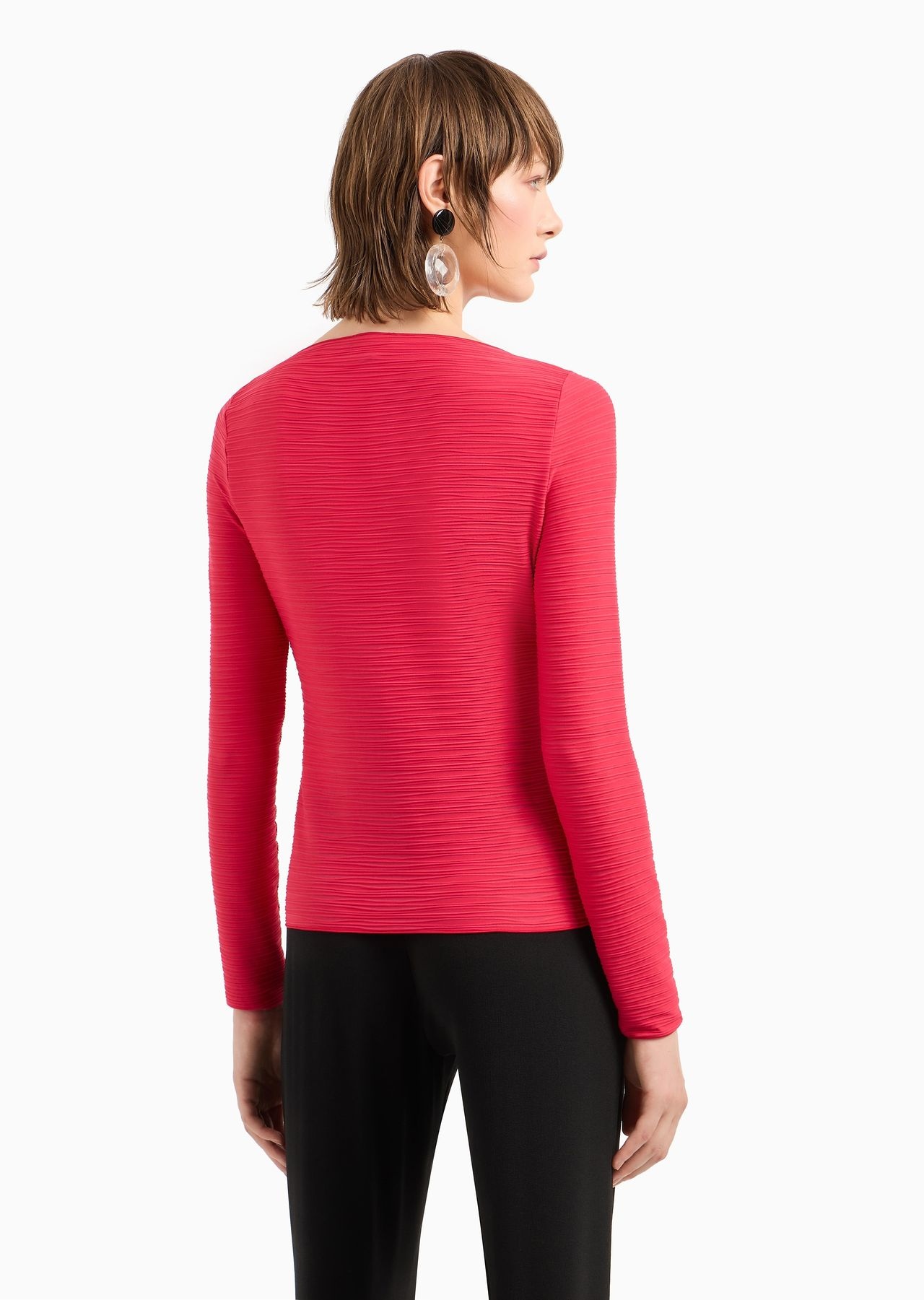 Stretch jacquard nylon jersey boat-neck jumper - 4