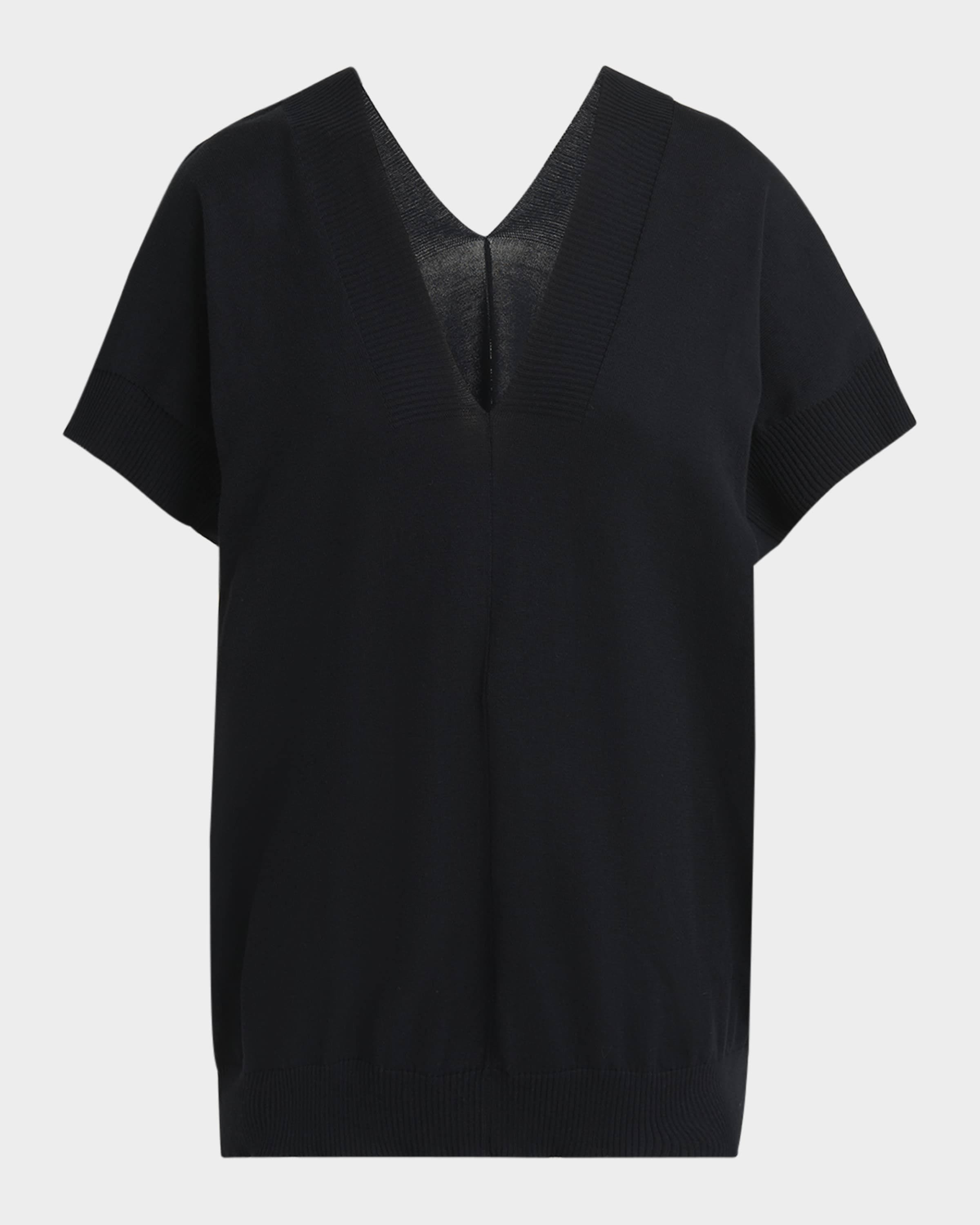 V-Neck Low-Back Knit Sweater - 2