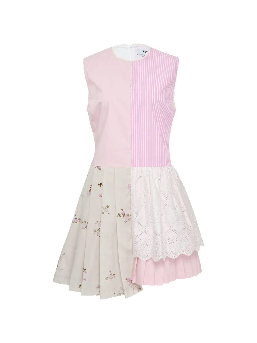 patchwork floral mini dress - 1