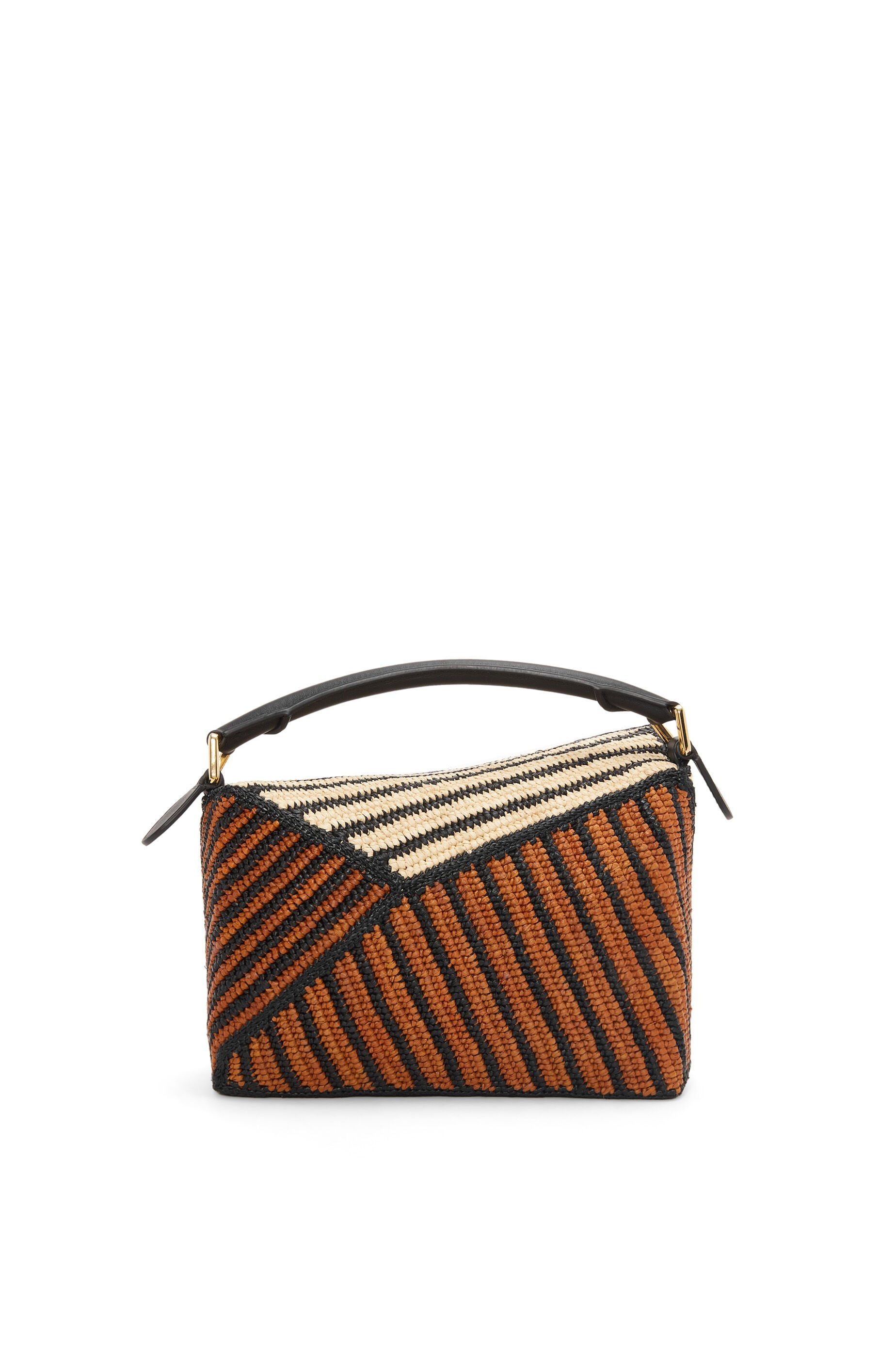 Loewe Small Puzzle Edge bag in raffia and calfskin | REVERSIBLE