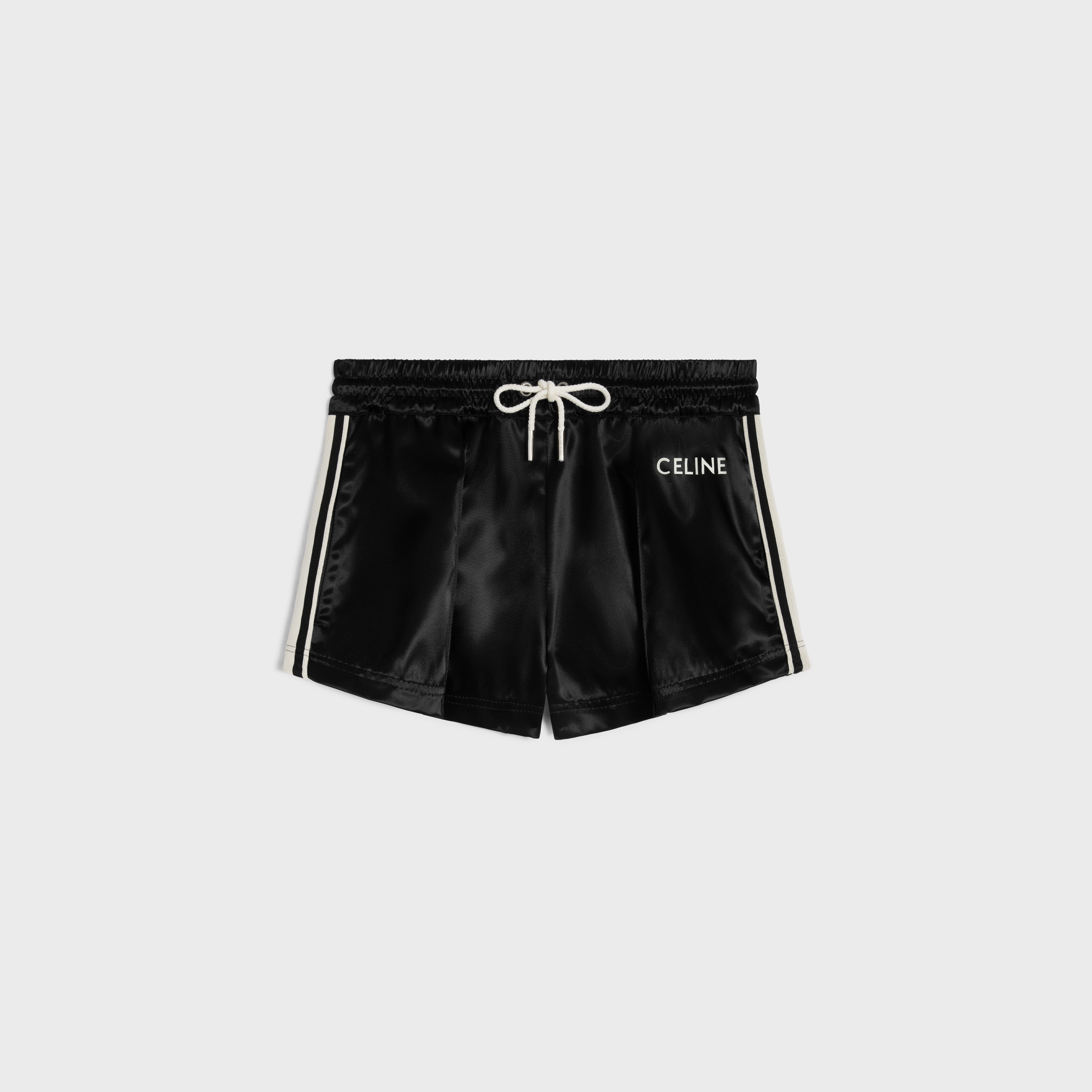 mini tracksuit shorts in satin-finish nylon - 1