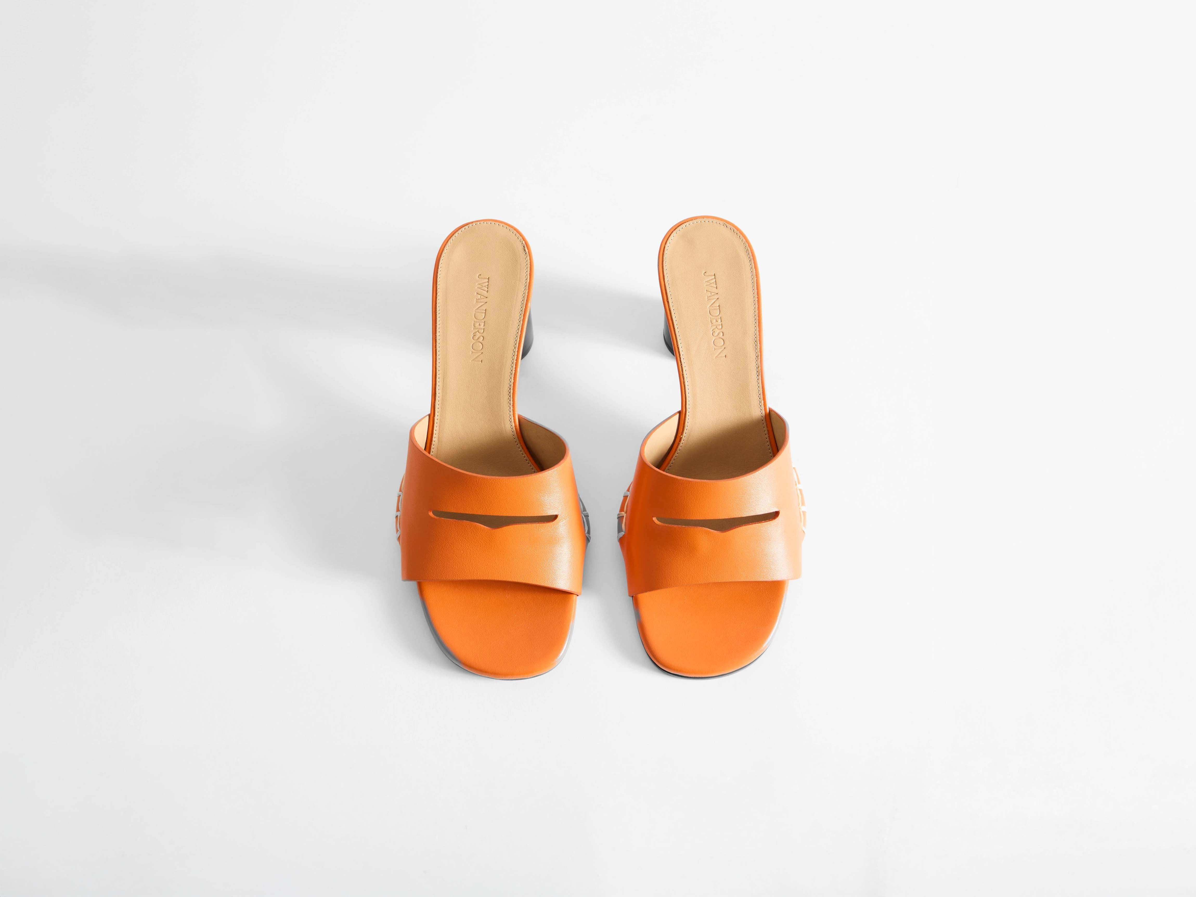 WOMENS LOAFER MULE HEELED SANDAL IN ORANGE - 4