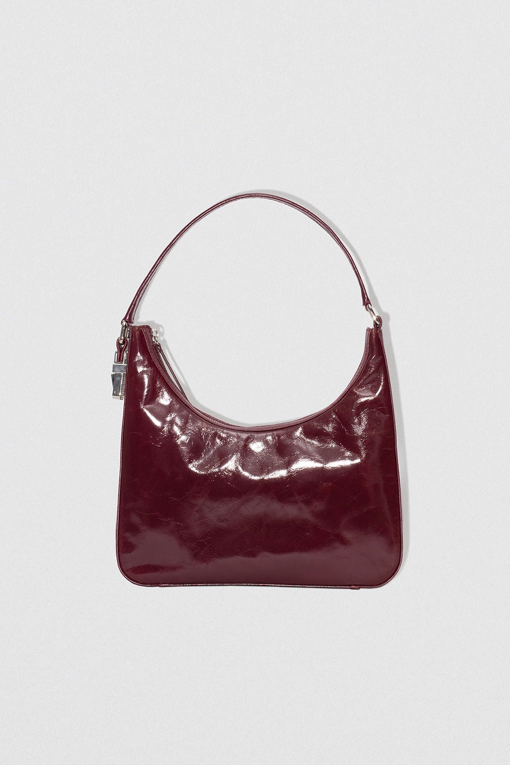 Rhea Sour Cherry Creased Calf Leather Shoulder Bag - 1