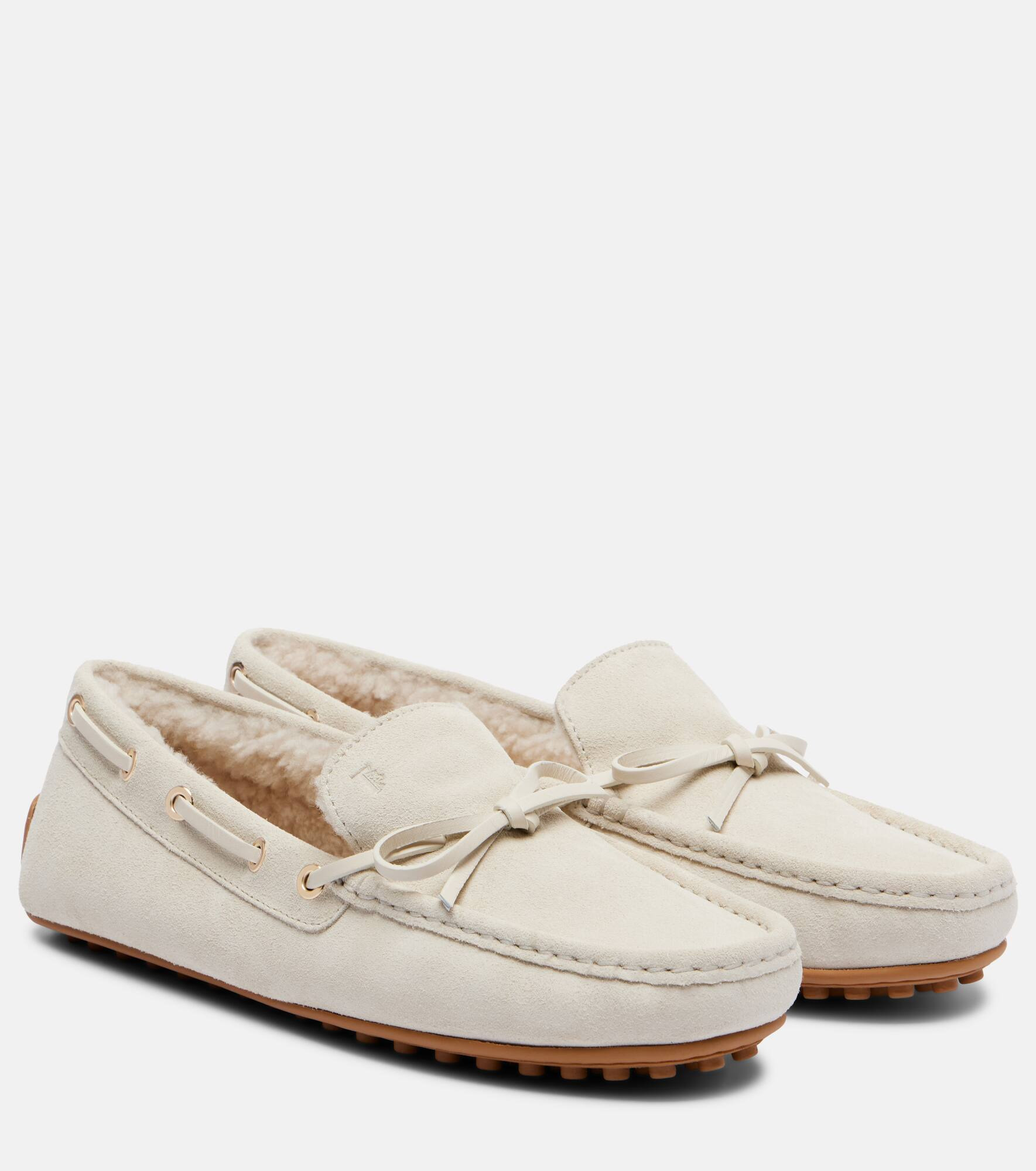 Gommino shearling-lined suede boat shoes - 1