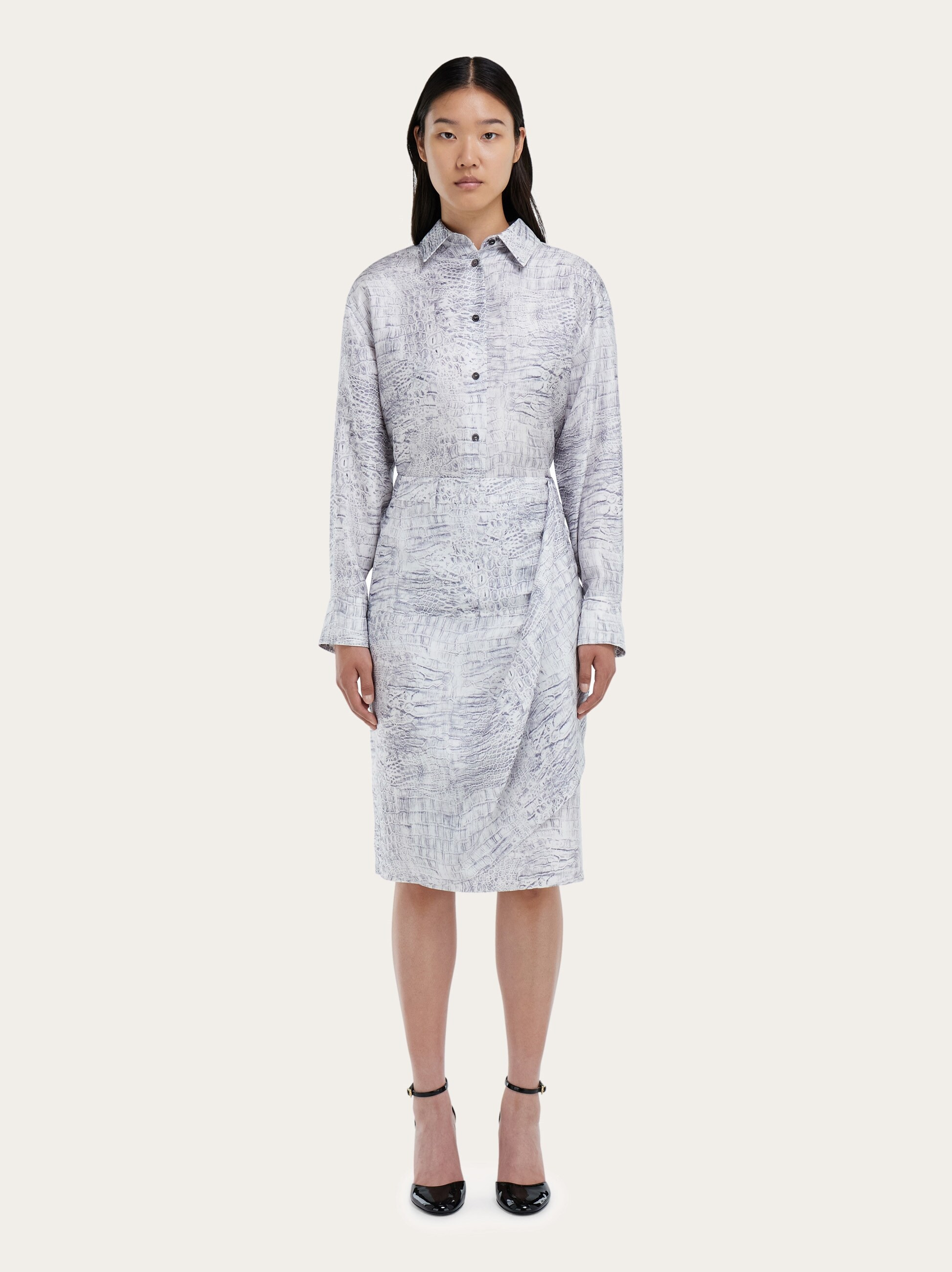 Georgette shirt with orchid print - 7