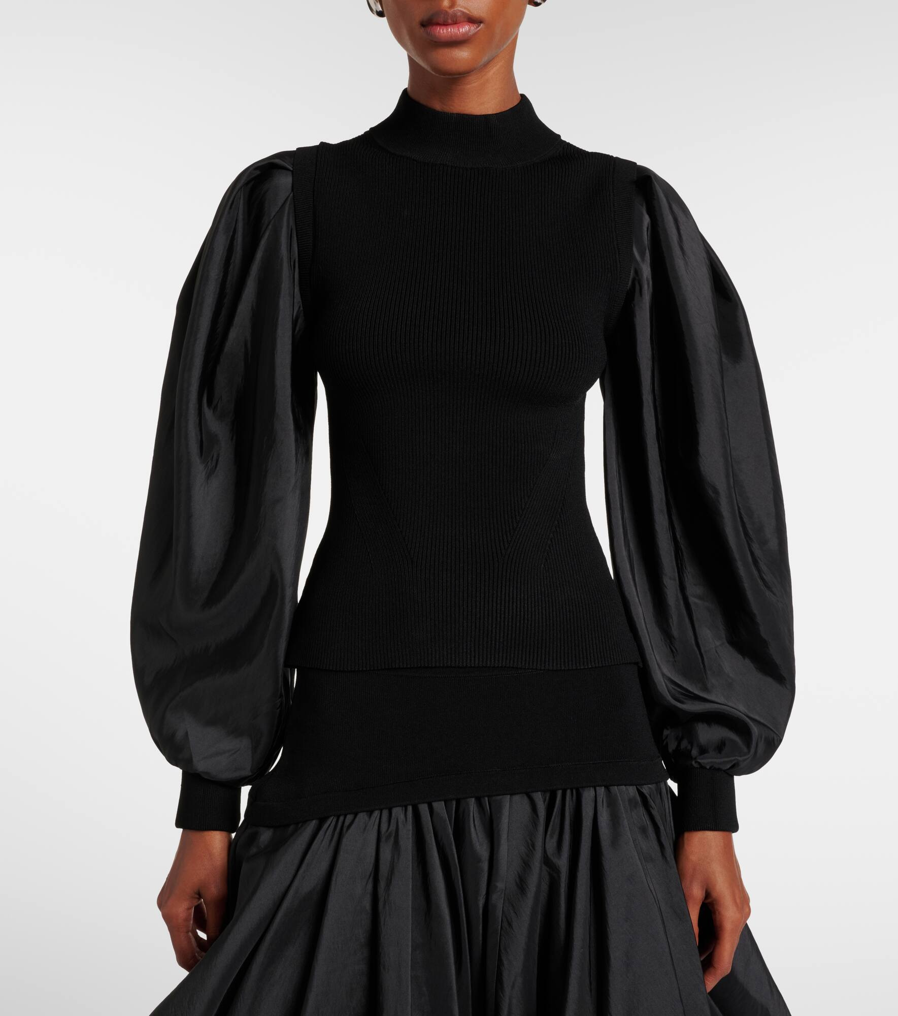 Jackie taffeta-trimmed knitted top - 6