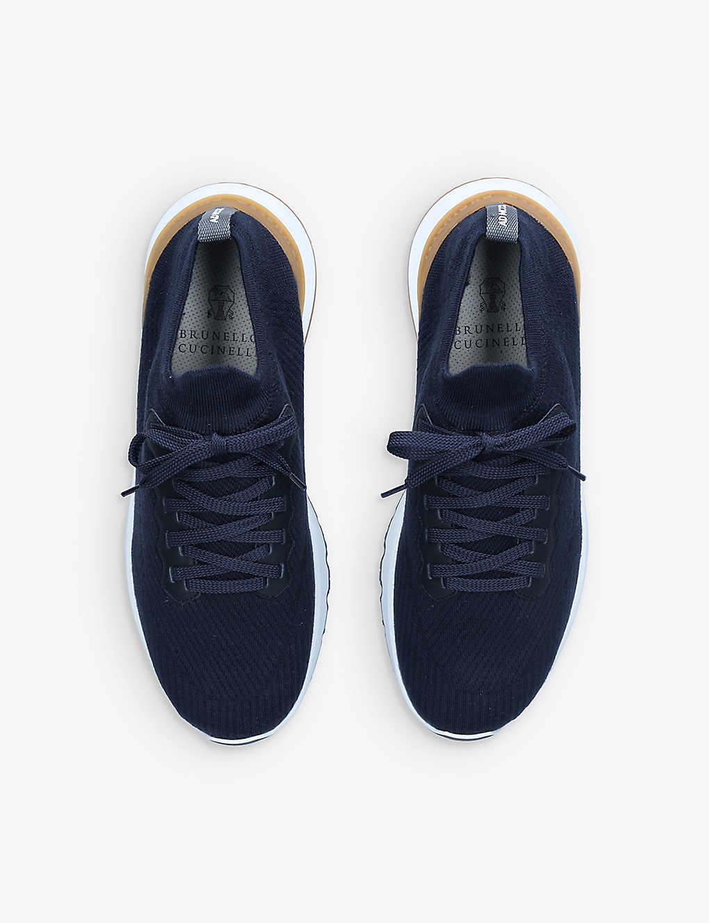 Pulltab brand-embossed knitted low-top trainers - 2