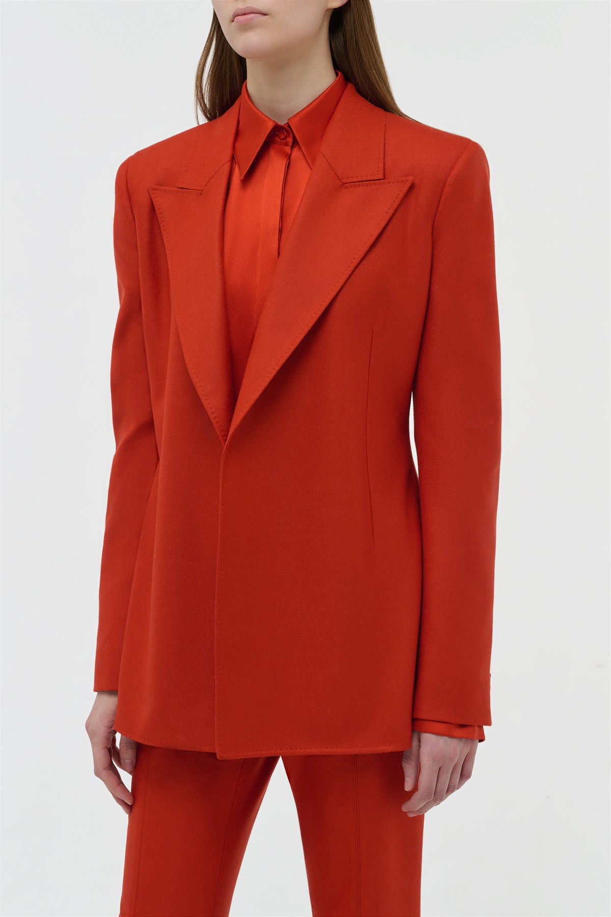 Mairi Blazer in Antelope Orange Wool Cashmere Flannel - 5