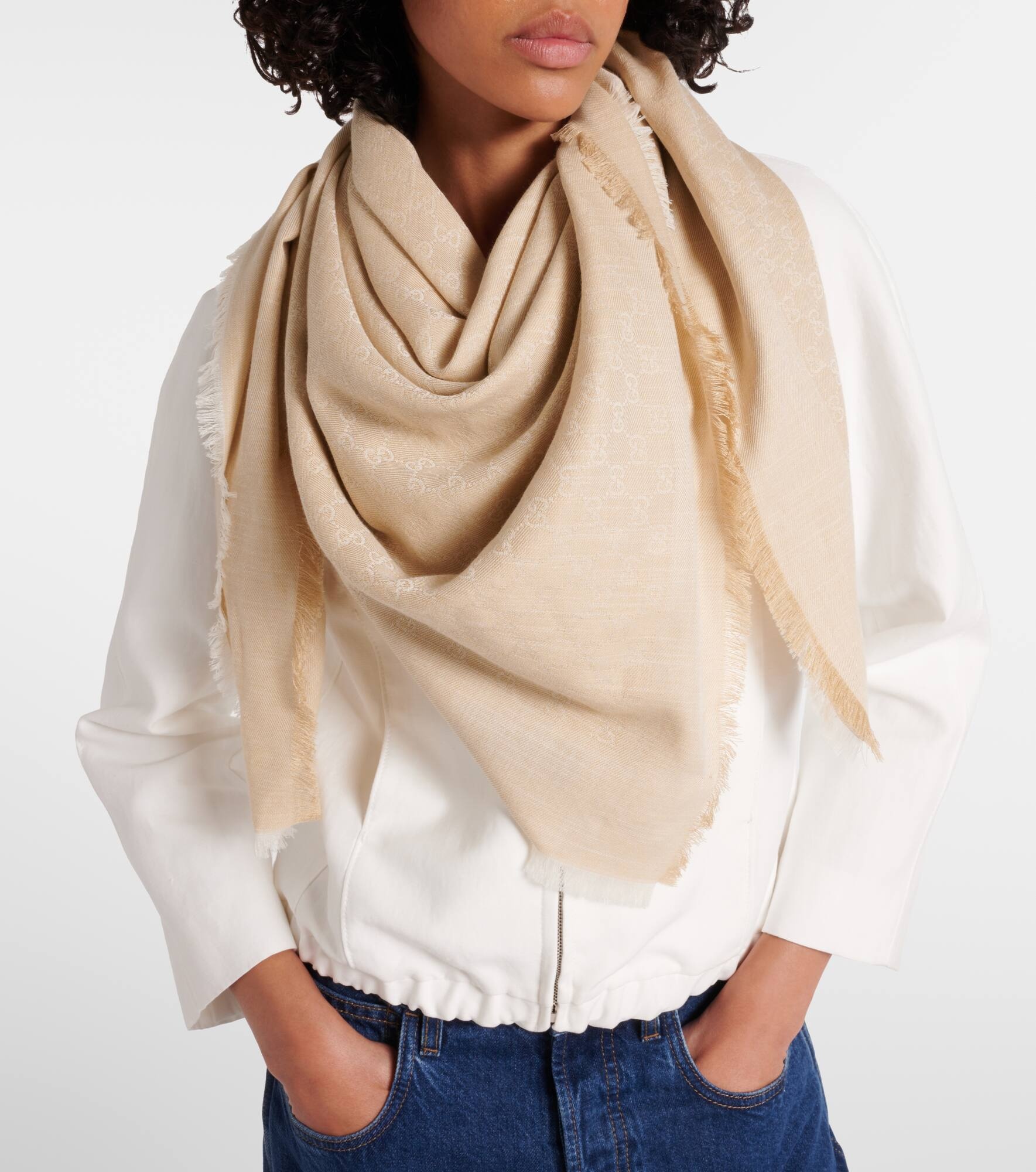 GG cotton, wool, and silk scarf - 2