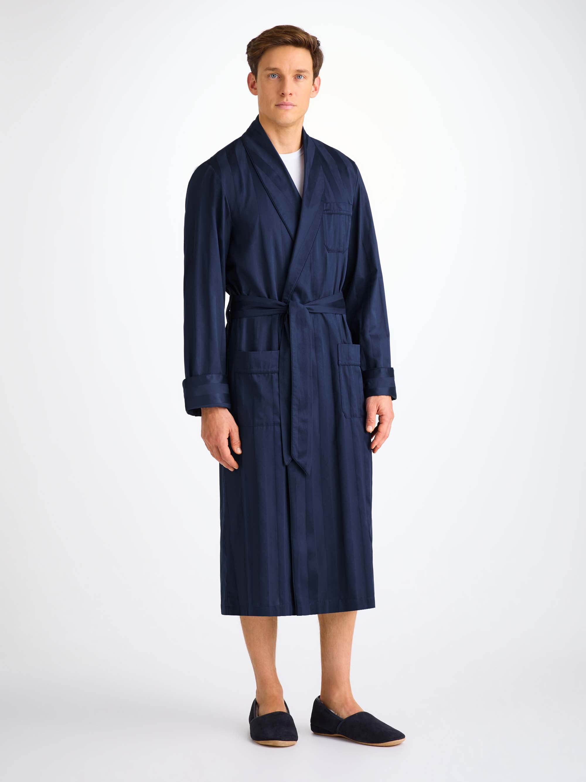 Men's Robe Lingfield Cotton Navy - 3