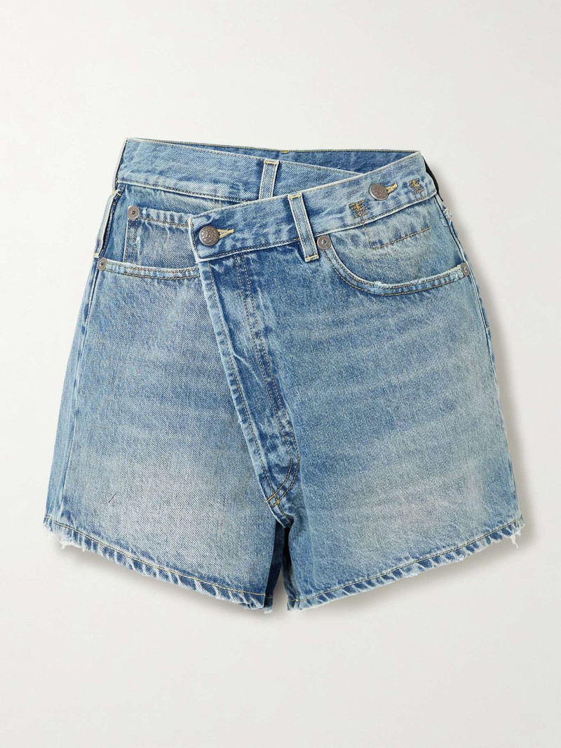 Crossover asymmetric denim shorts Mid denim - 1