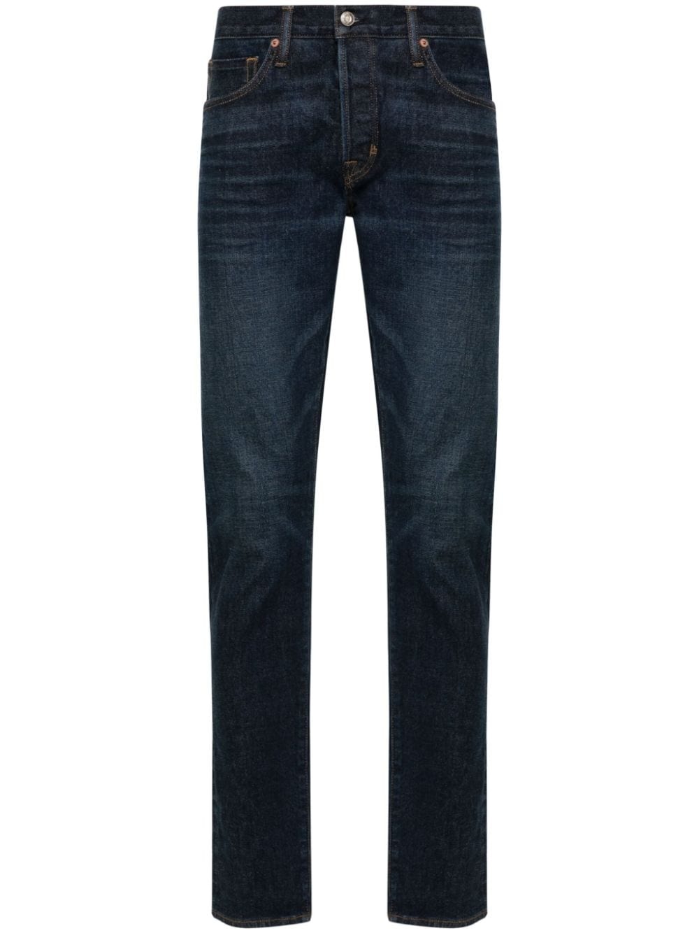 slim-cut washed jeans - 1