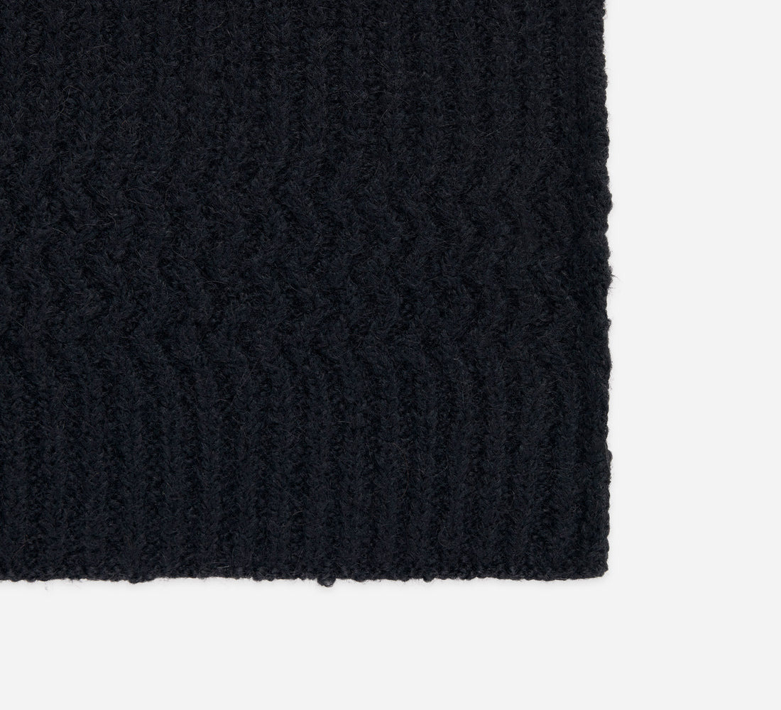 Alpaca Rib Scarf - Black - 3