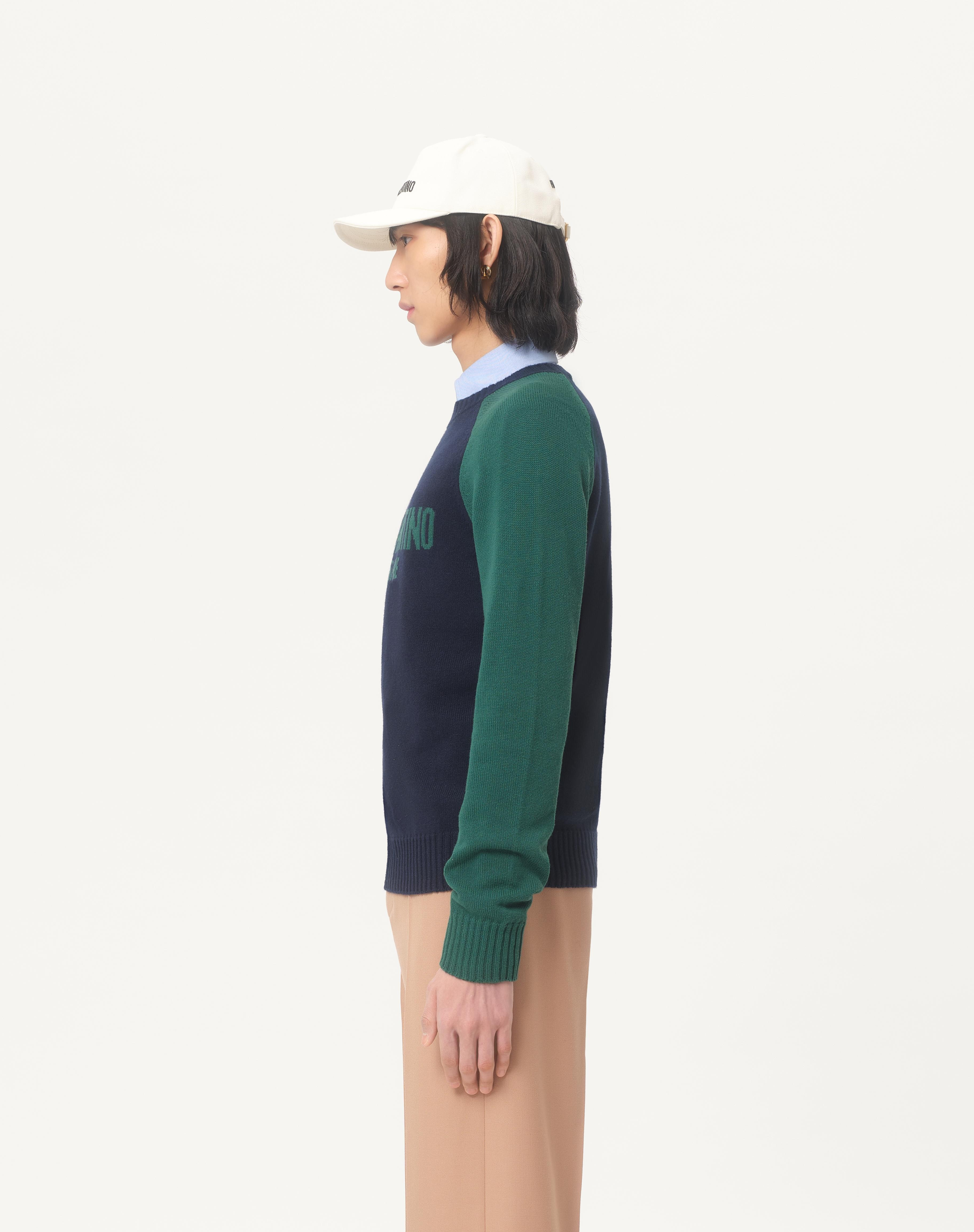 WOOL AND COTTON SWEATER WITH CHEZ VALENTINO JACQUARD PATTERN - 5