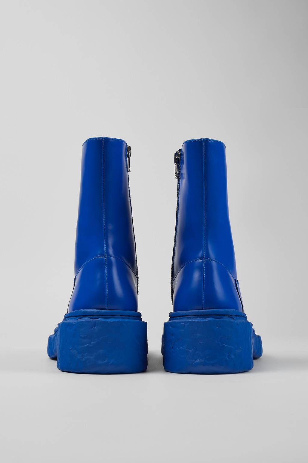 Blue Leather Zip Bootie - 3