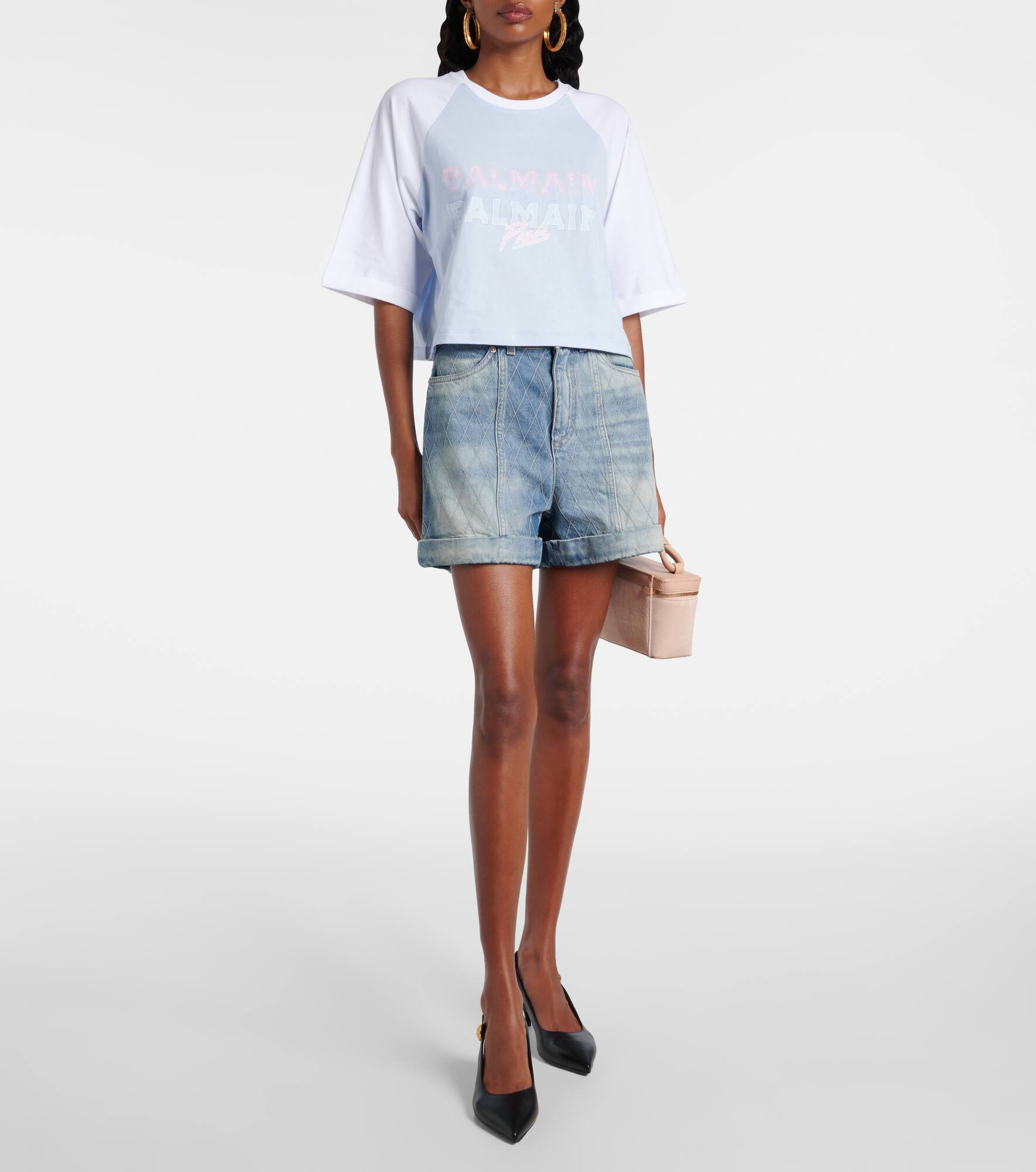 Patterned denim shorts - 2